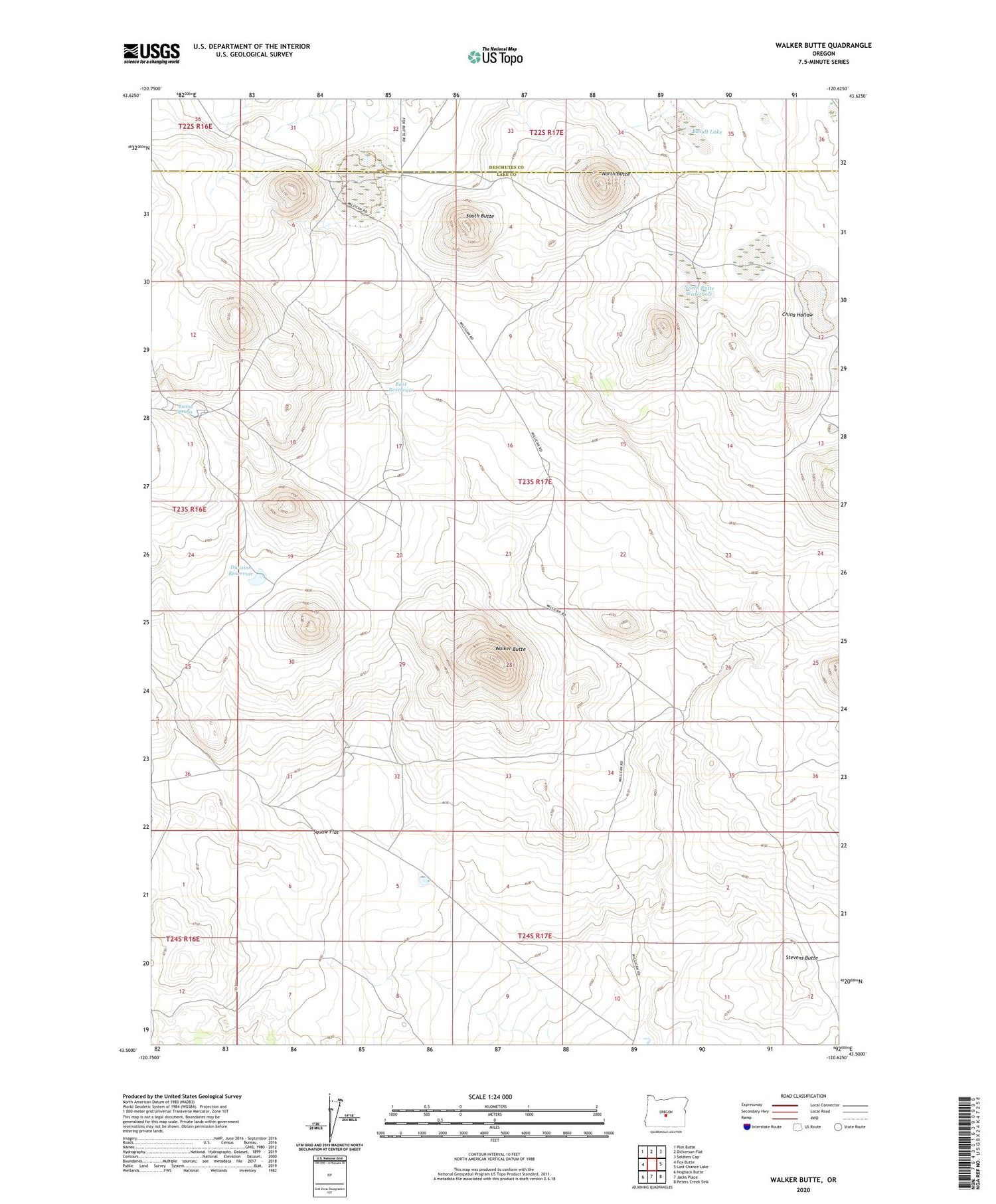 Walker Butte Oregon US Topo Map Image