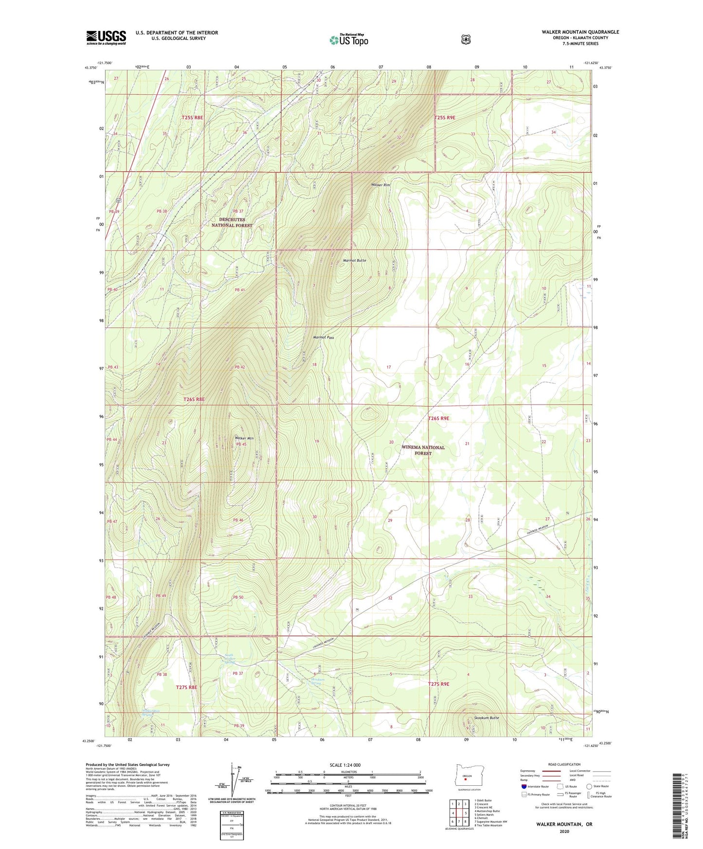 Walker Mountain Oregon US Topo Map Image