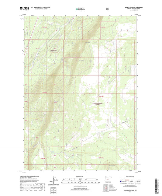 Walker Mountain Oregon US Topo Map Image