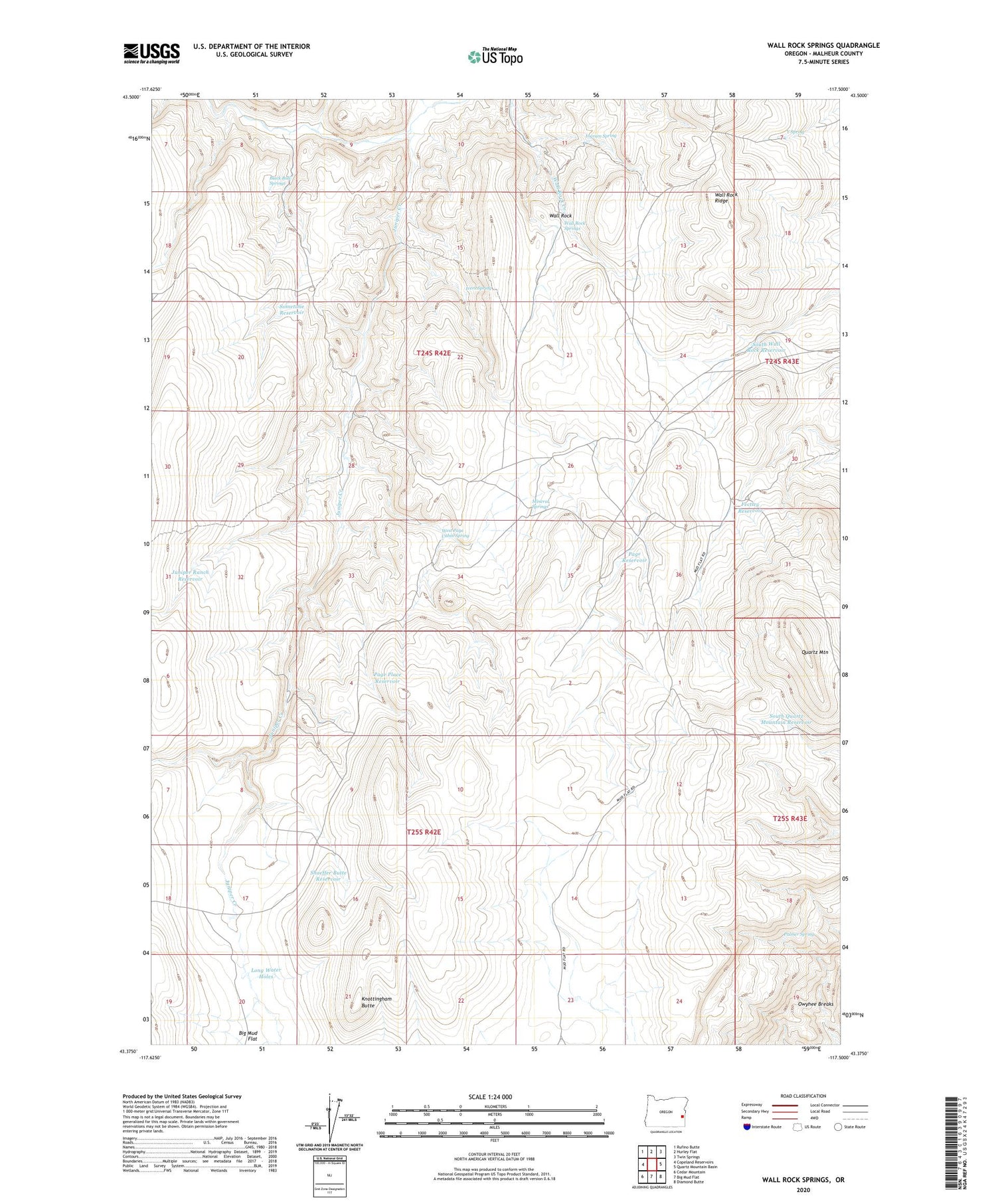 Wall Rock Springs Oregon US Topo Map Image