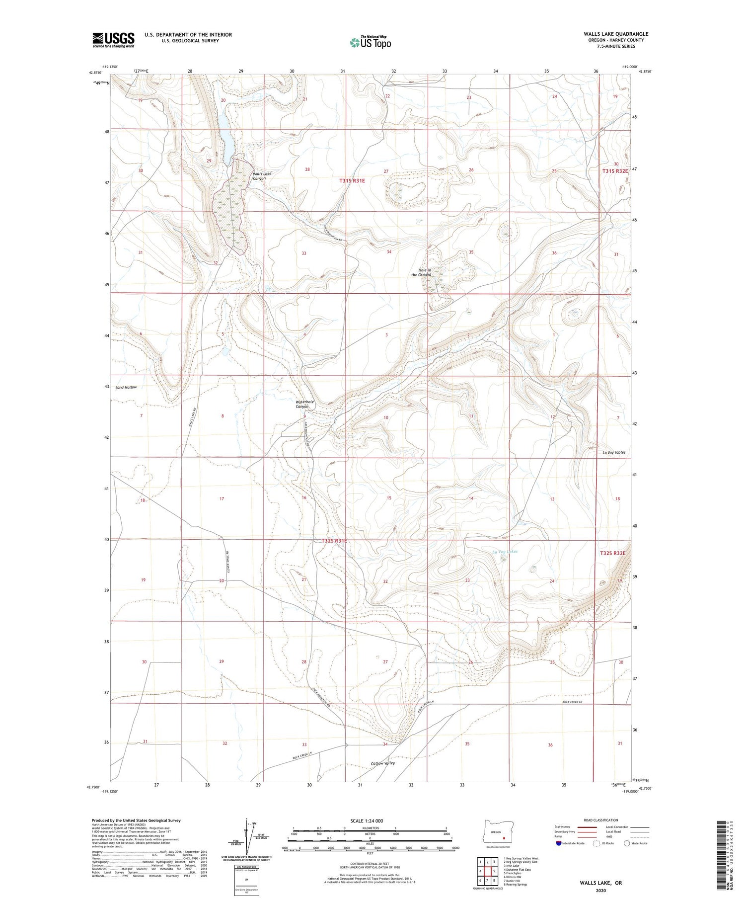 Walls Lake Oregon US Topo Map Image