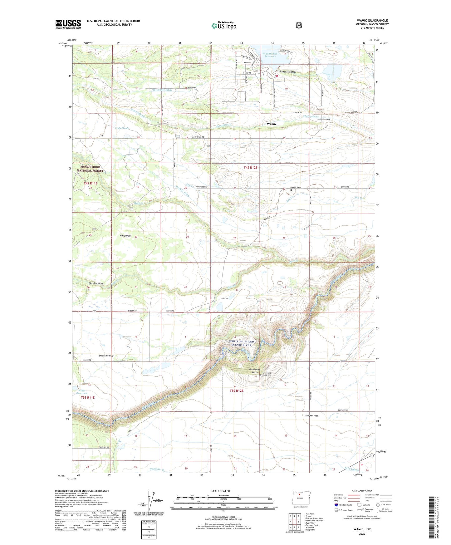 Wamic Oregon US Topo Map Image
