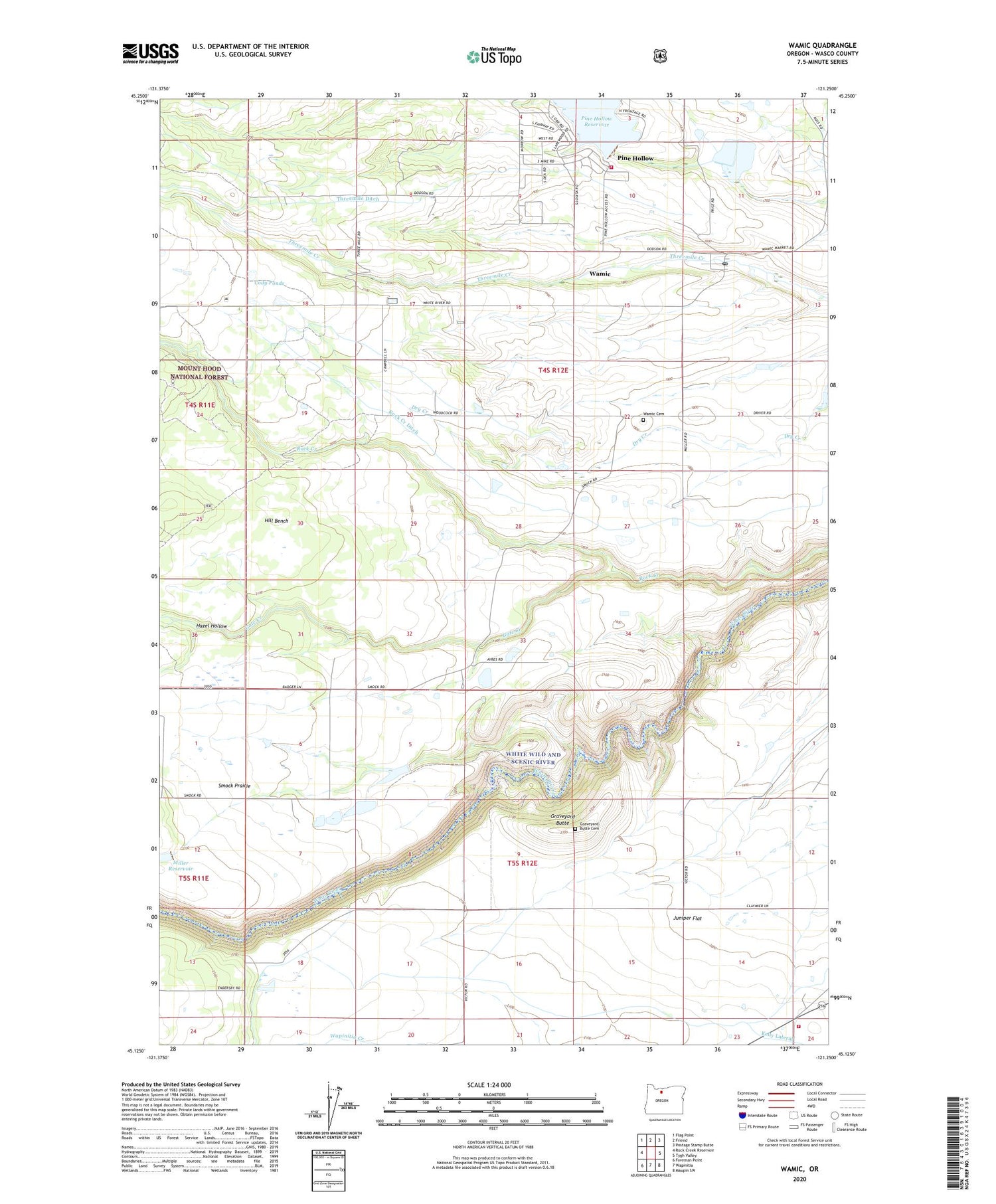 Wamic Oregon US Topo Map Image