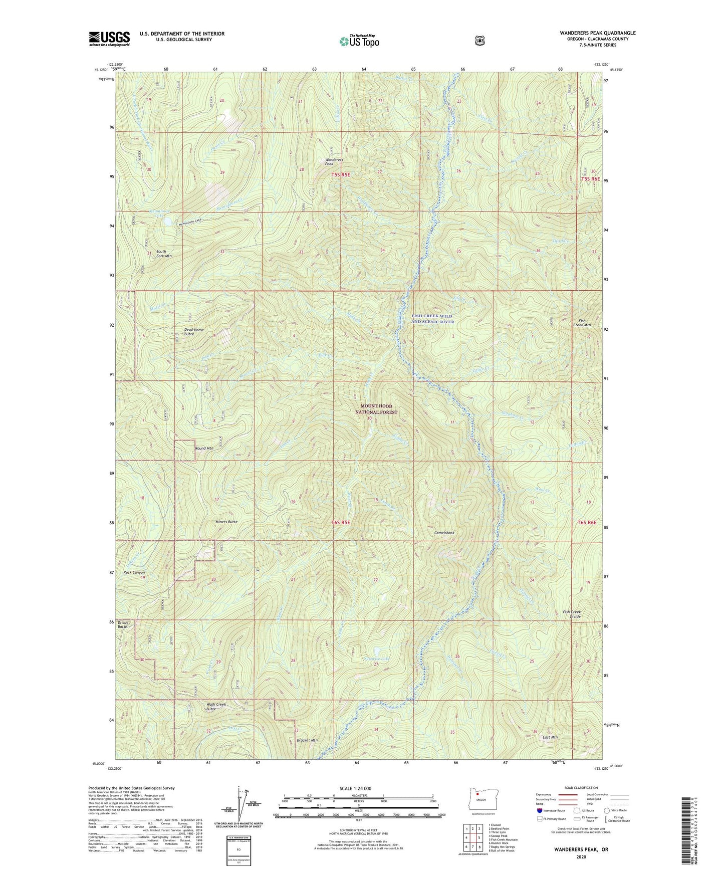 Wanderers Peak Oregon US Topo Map Image