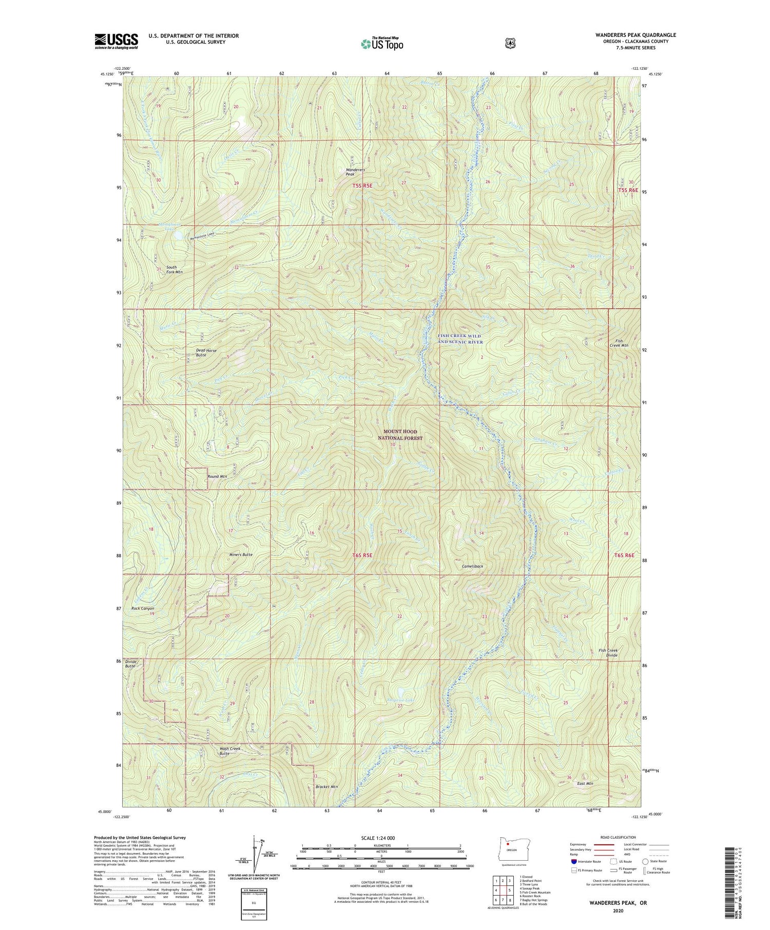 Wanderers Peak Oregon US Topo Map Image