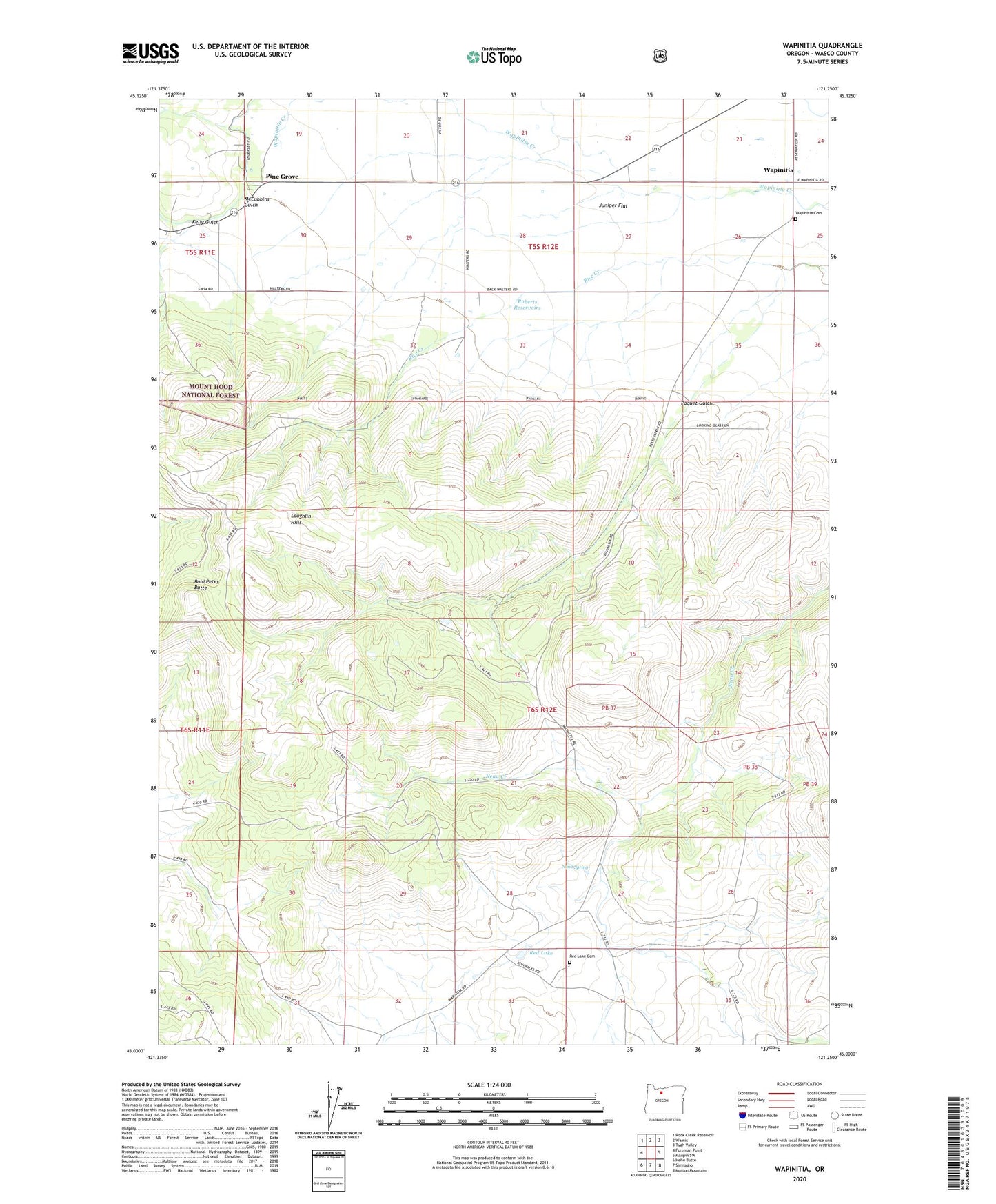 Wapinitia Oregon US Topo Map Image