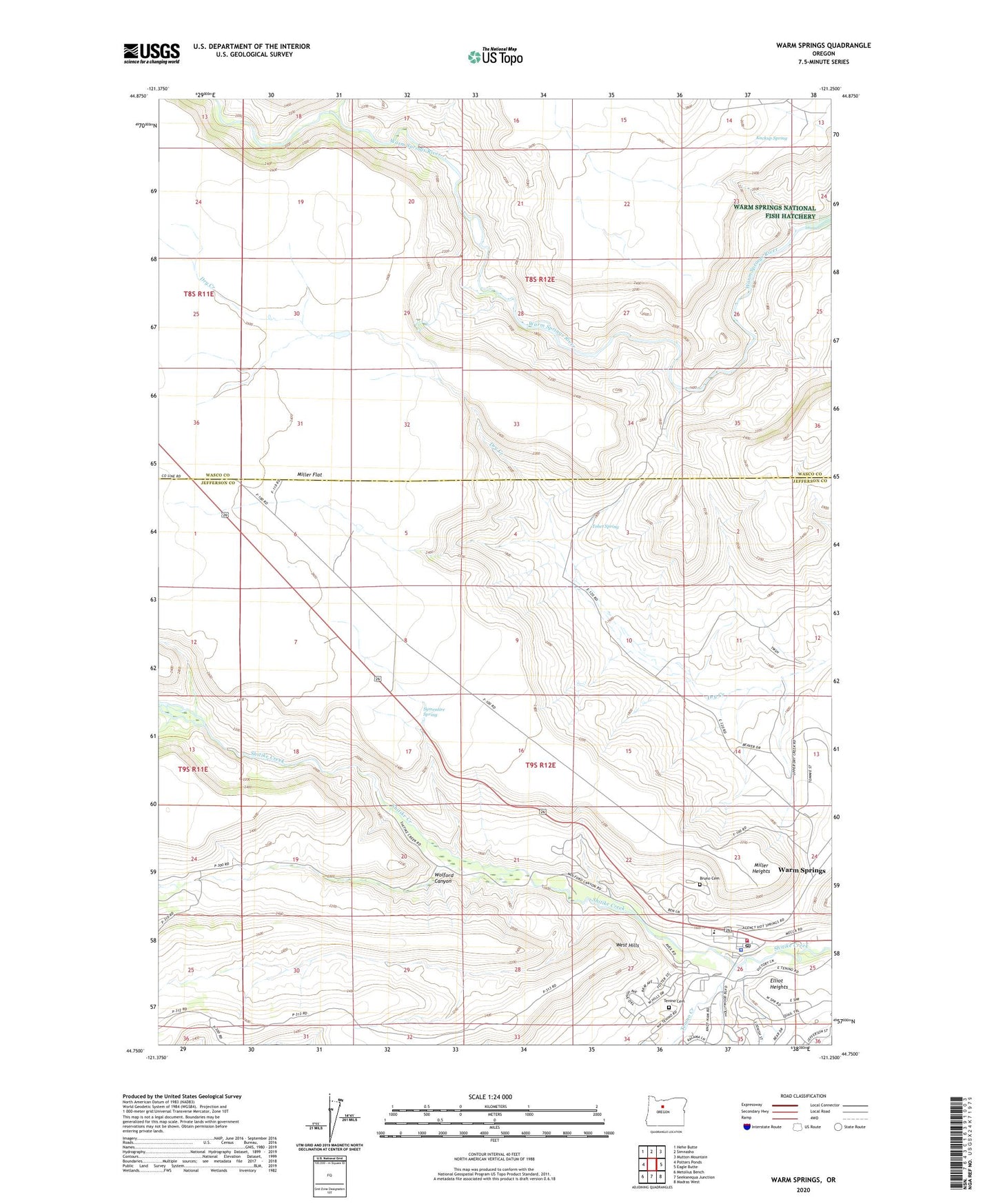 Warm Springs Oregon US Topo Map Image