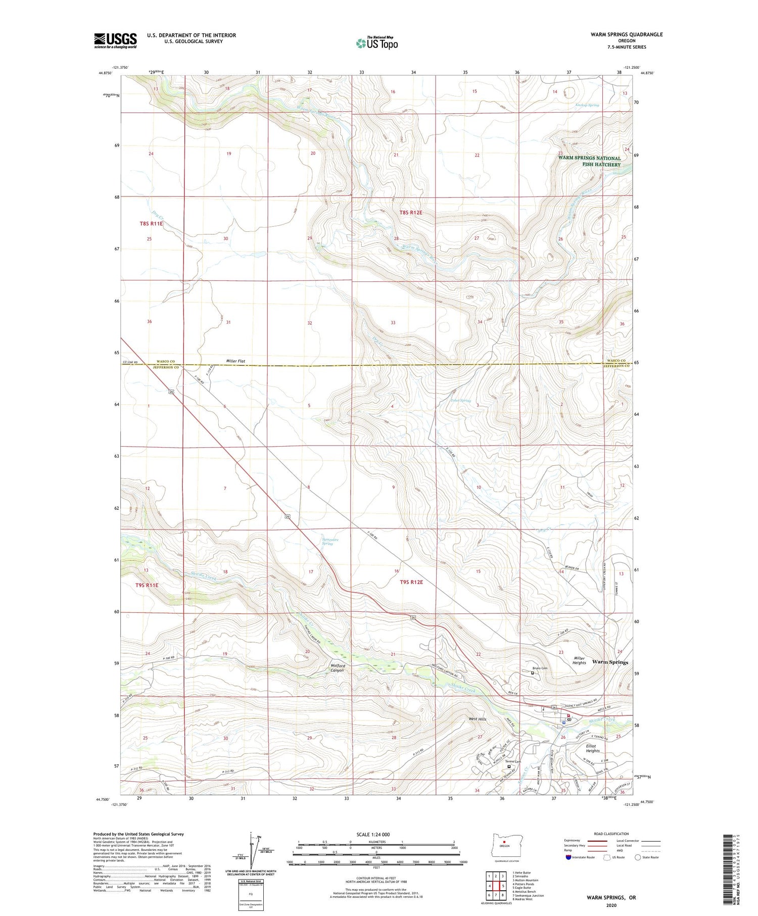 Warm Springs Oregon US Topo Map Image
