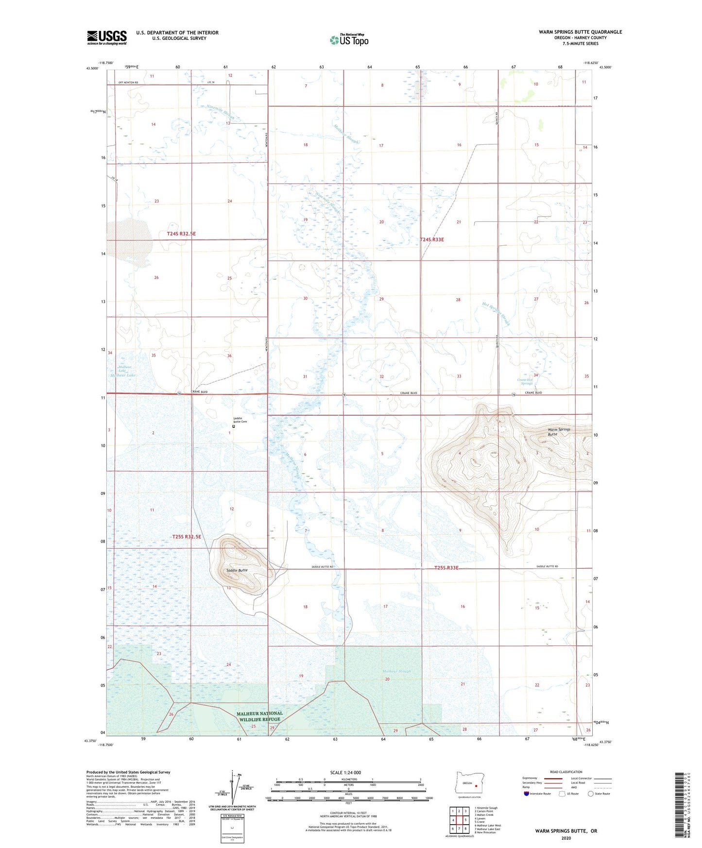 Warm Springs Butte Oregon US Topo Map Image