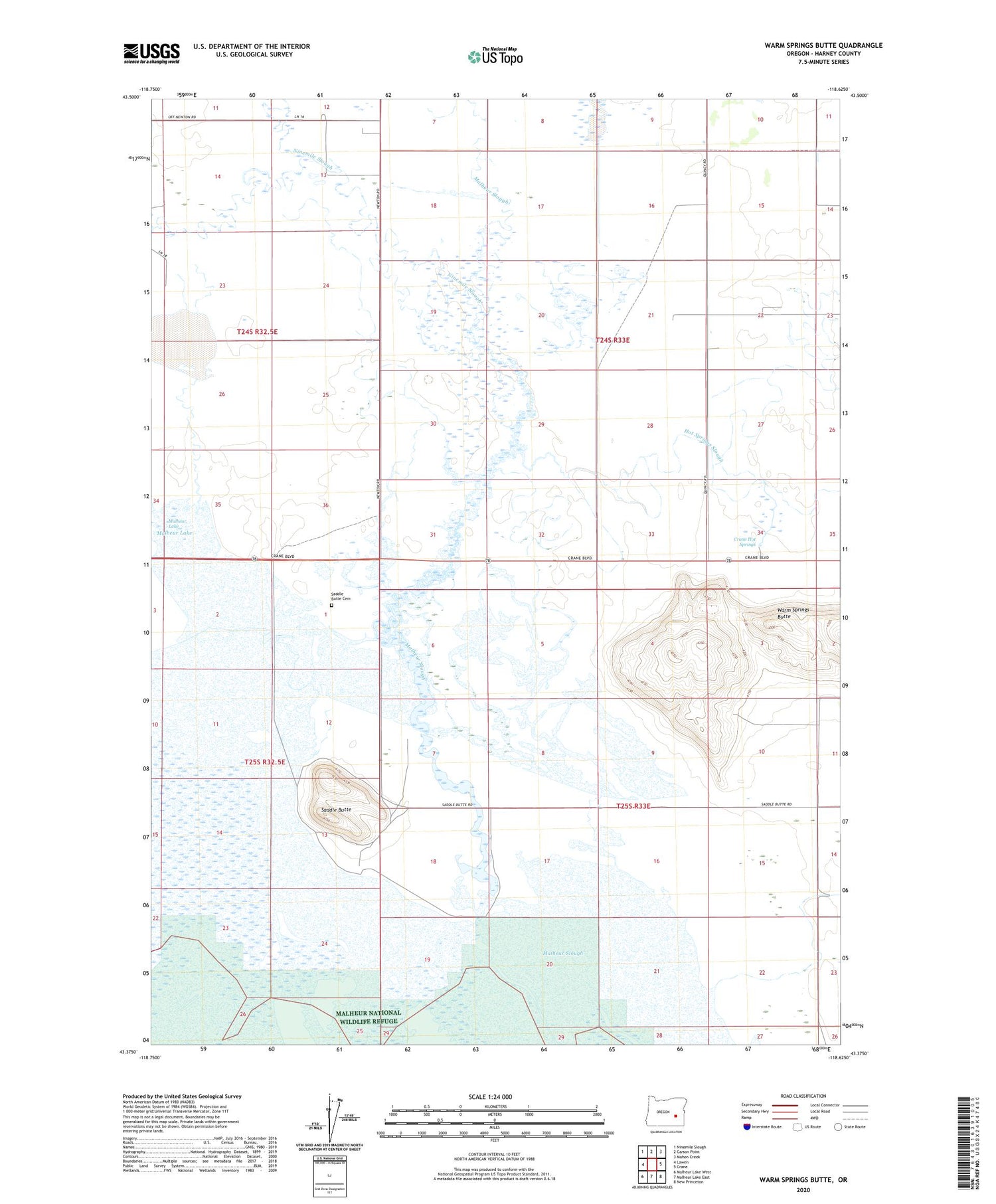 Warm Springs Butte Oregon US Topo Map Image