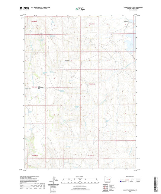 Warm Springs Creek Oregon US Topo Map Image