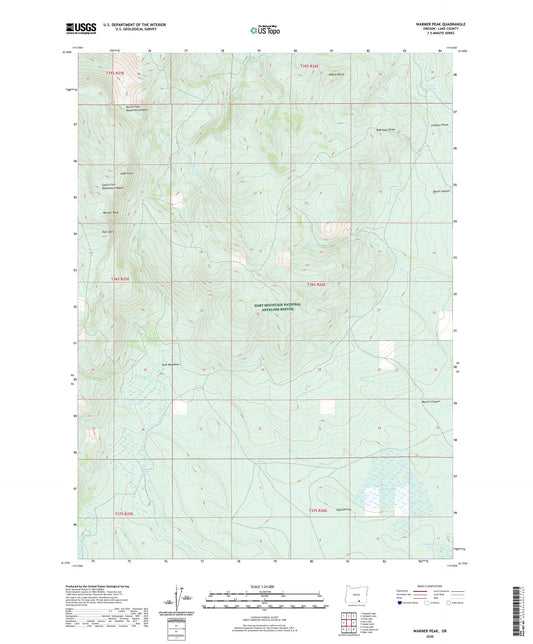 Warner Peak Oregon US Topo Map Image
