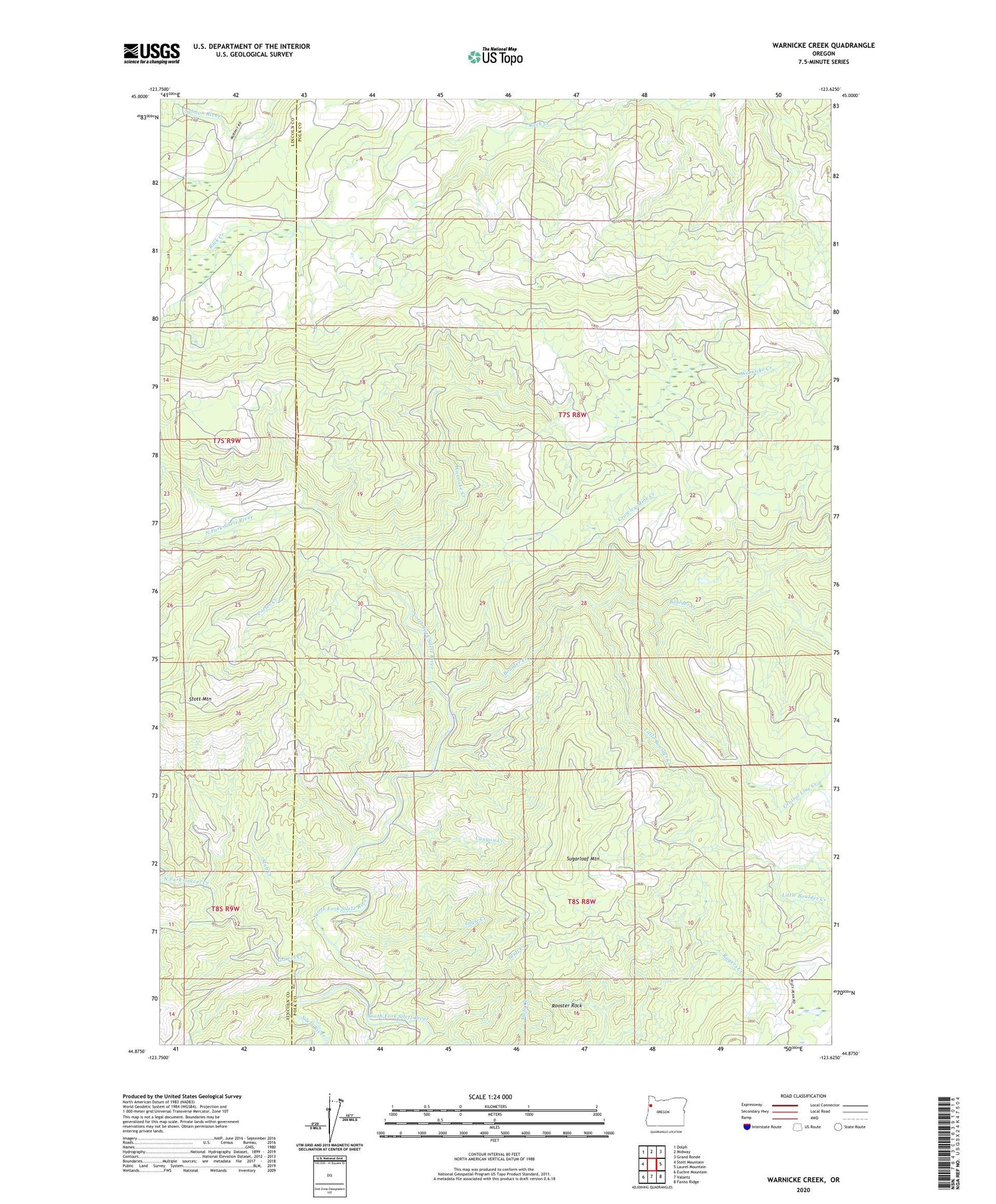 Warnicke Creek Oregon US Topo Map Image