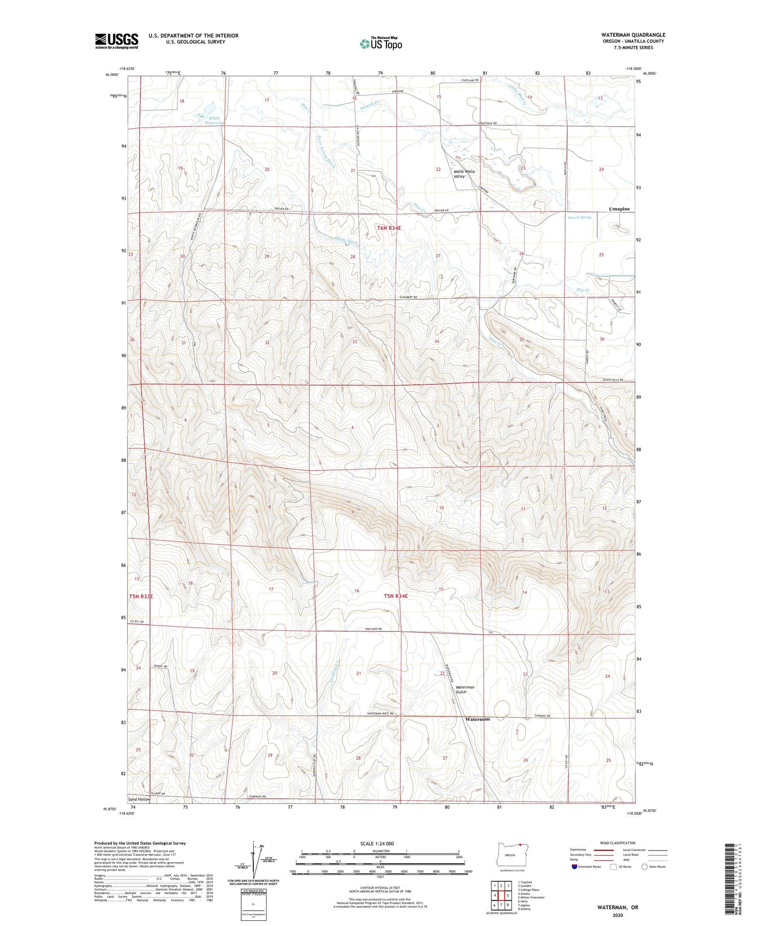 Waterman Oregon US Topo Map Image