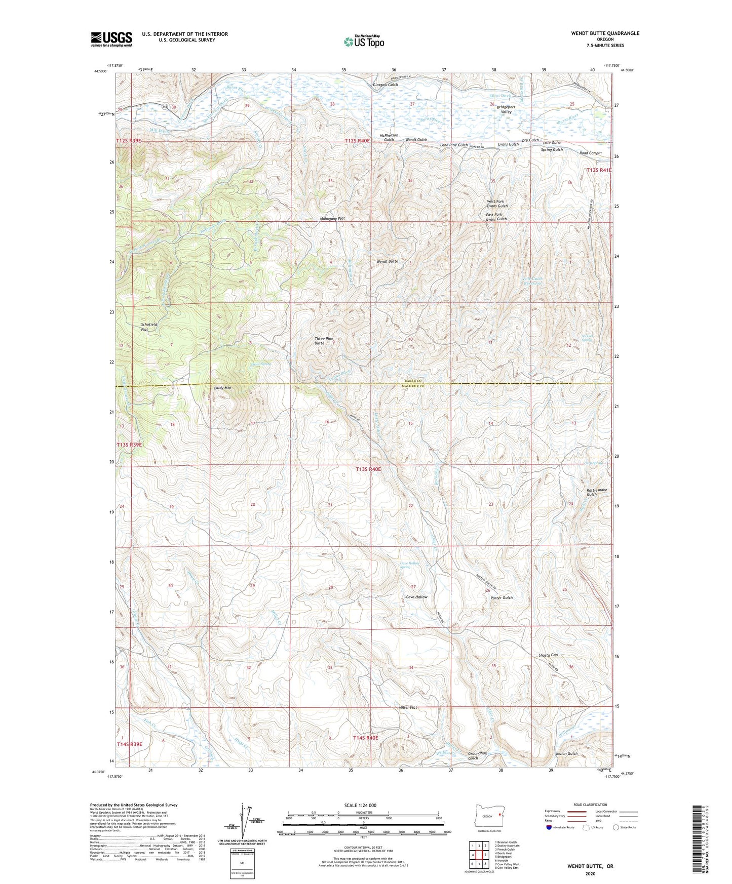 Wendt Butte Oregon US Topo Map Image