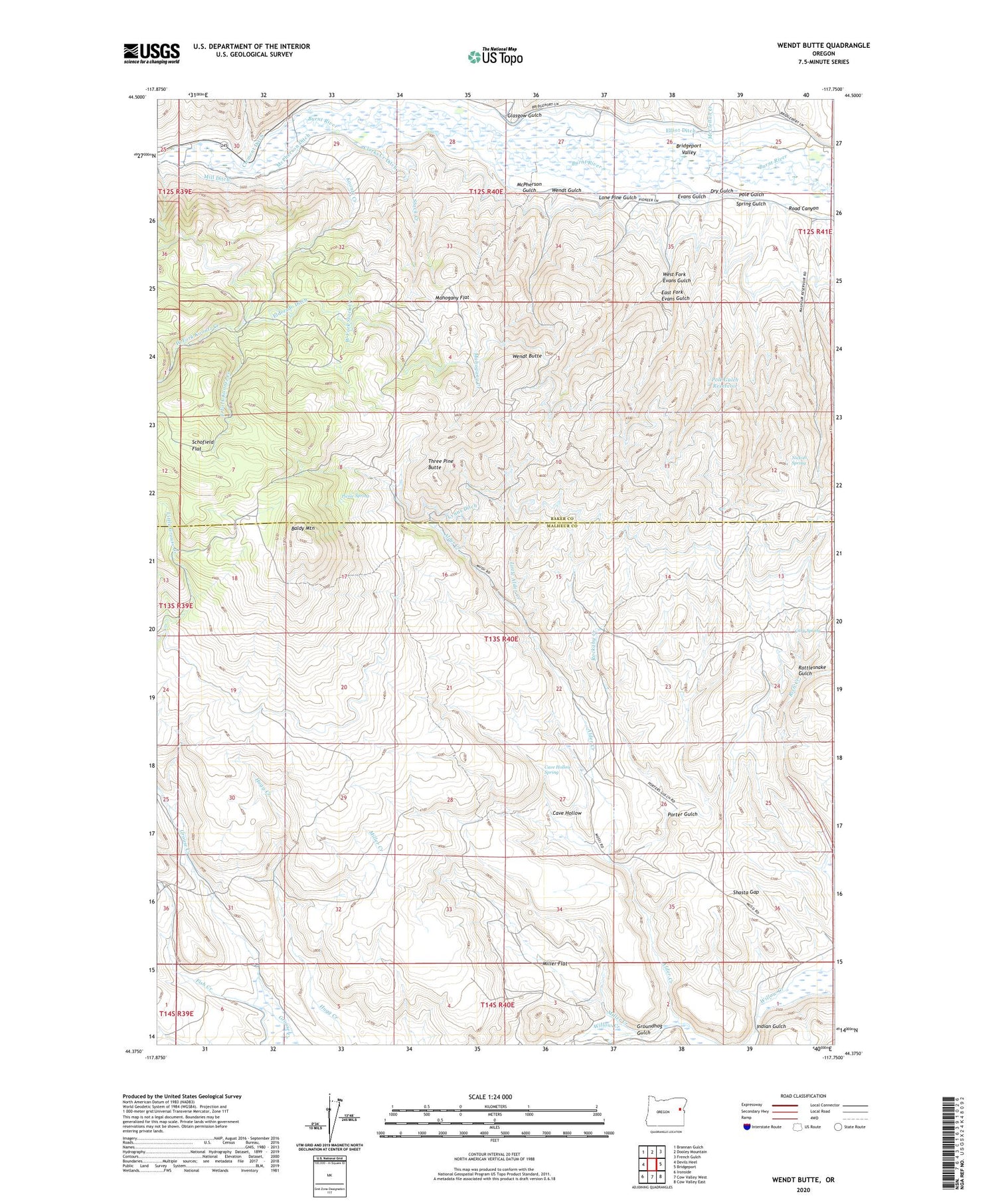 Wendt Butte Oregon US Topo Map Image