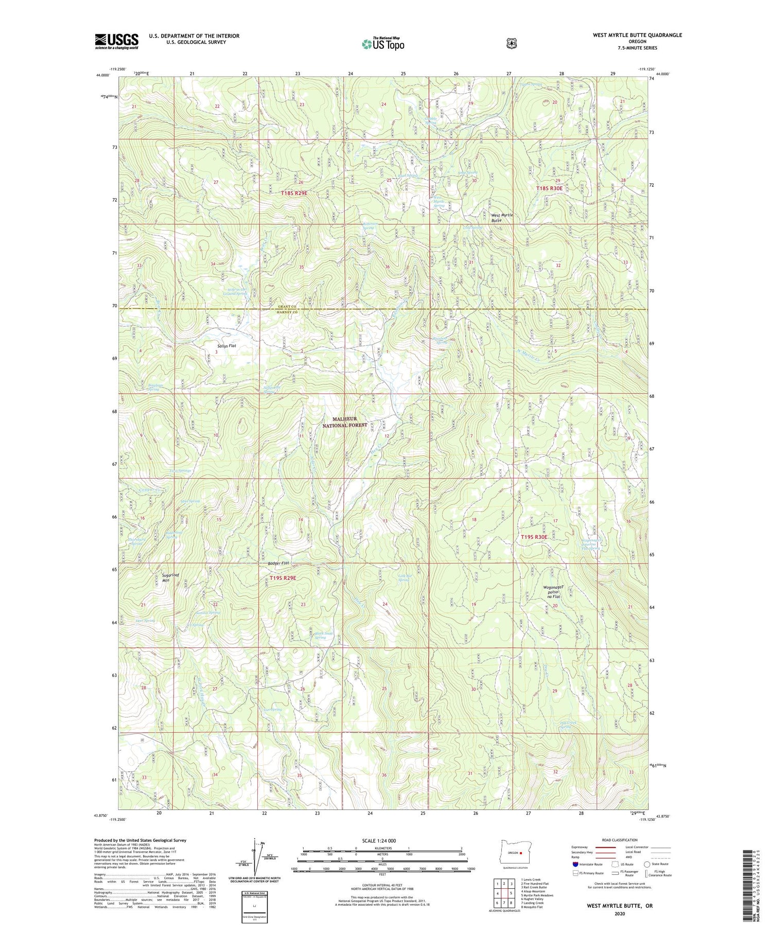 West Myrtle Butte Oregon US Topo Map Image
