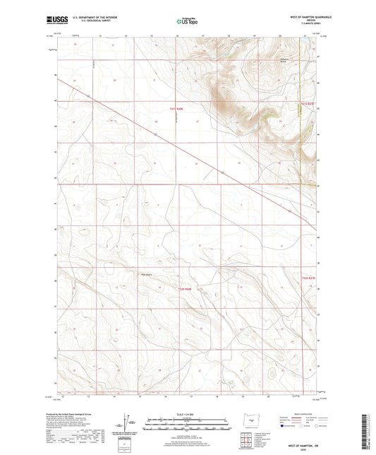 West of Hampton Oregon US Topo Map Image