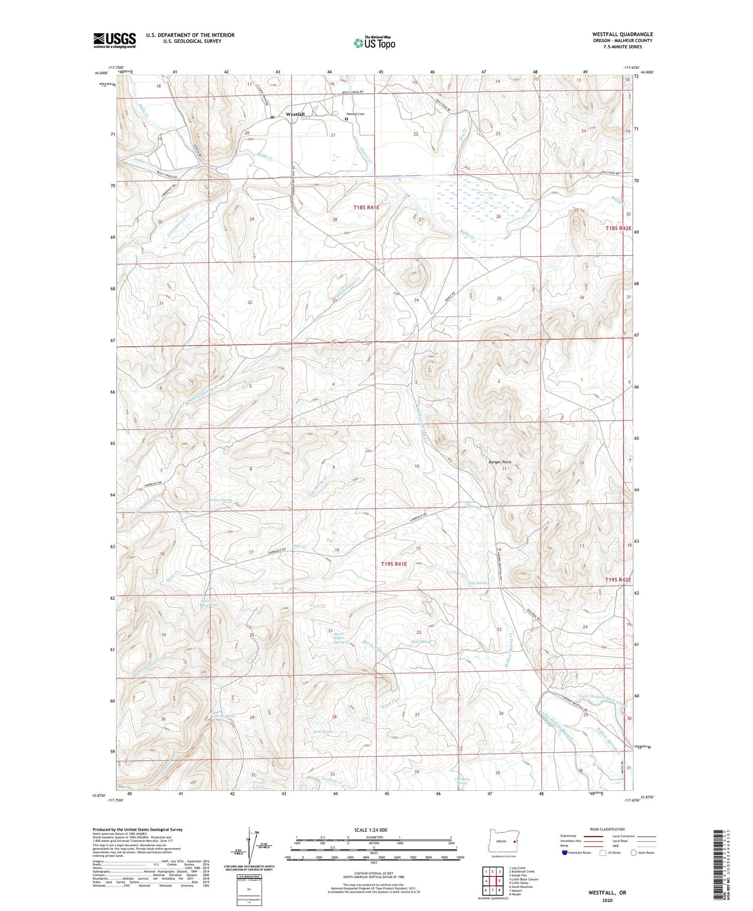 Westfall Oregon US Topo Map Image