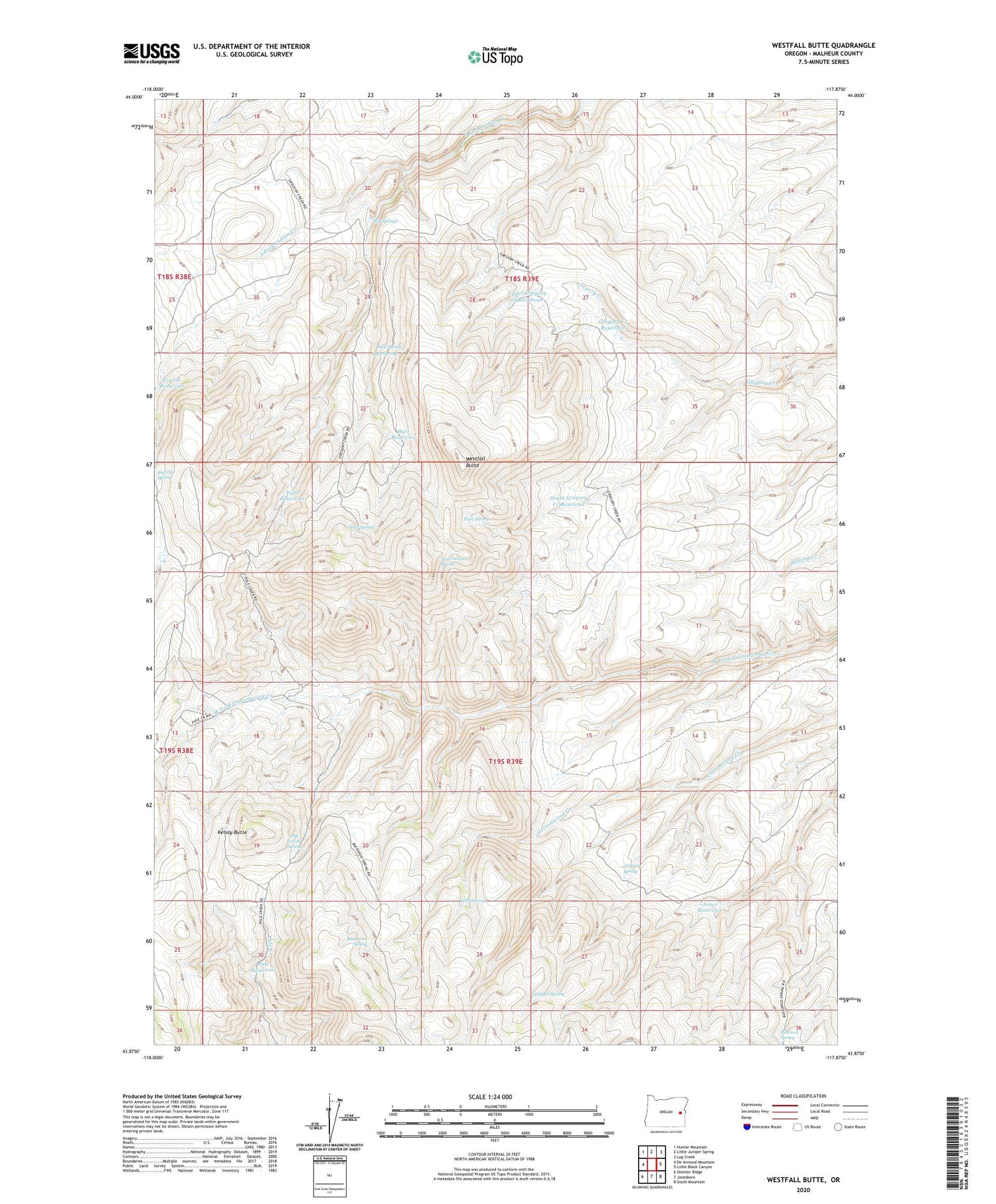 Westfall Butte Oregon US Topo Map Image
