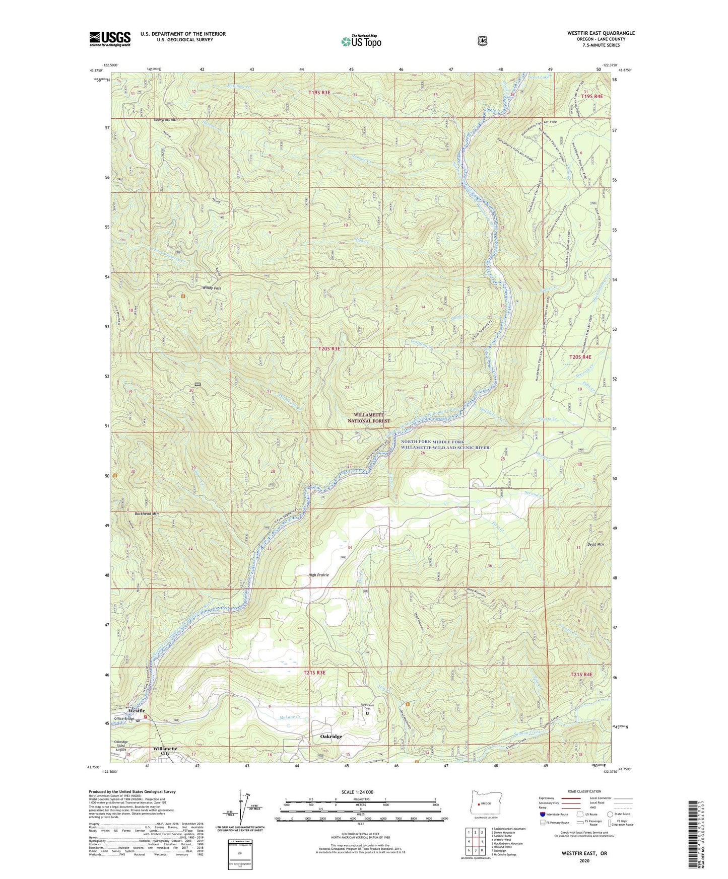 Westfir East Oregon US Topo Map Image