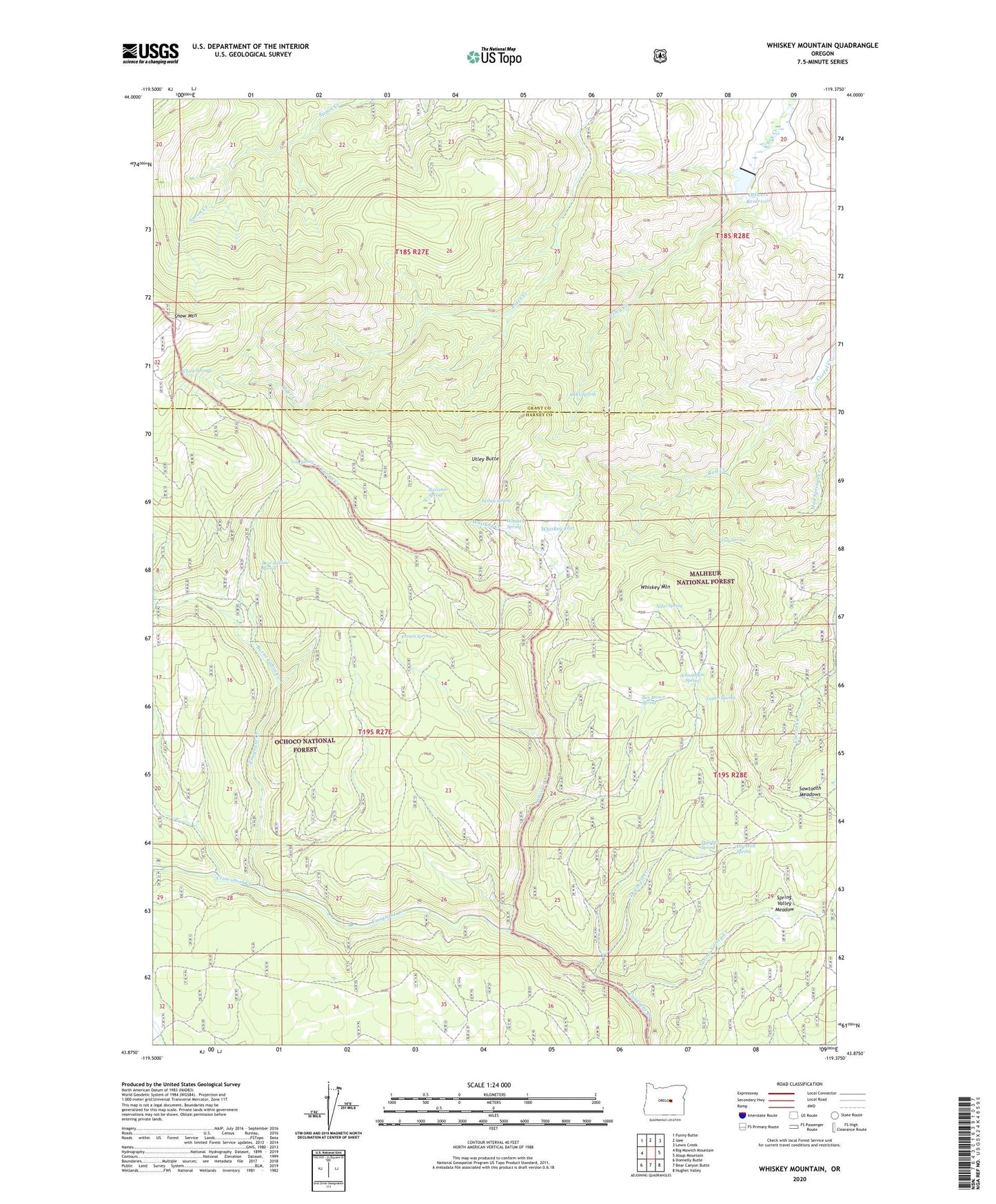 Whiskey Mountain Oregon US Topo Map Image