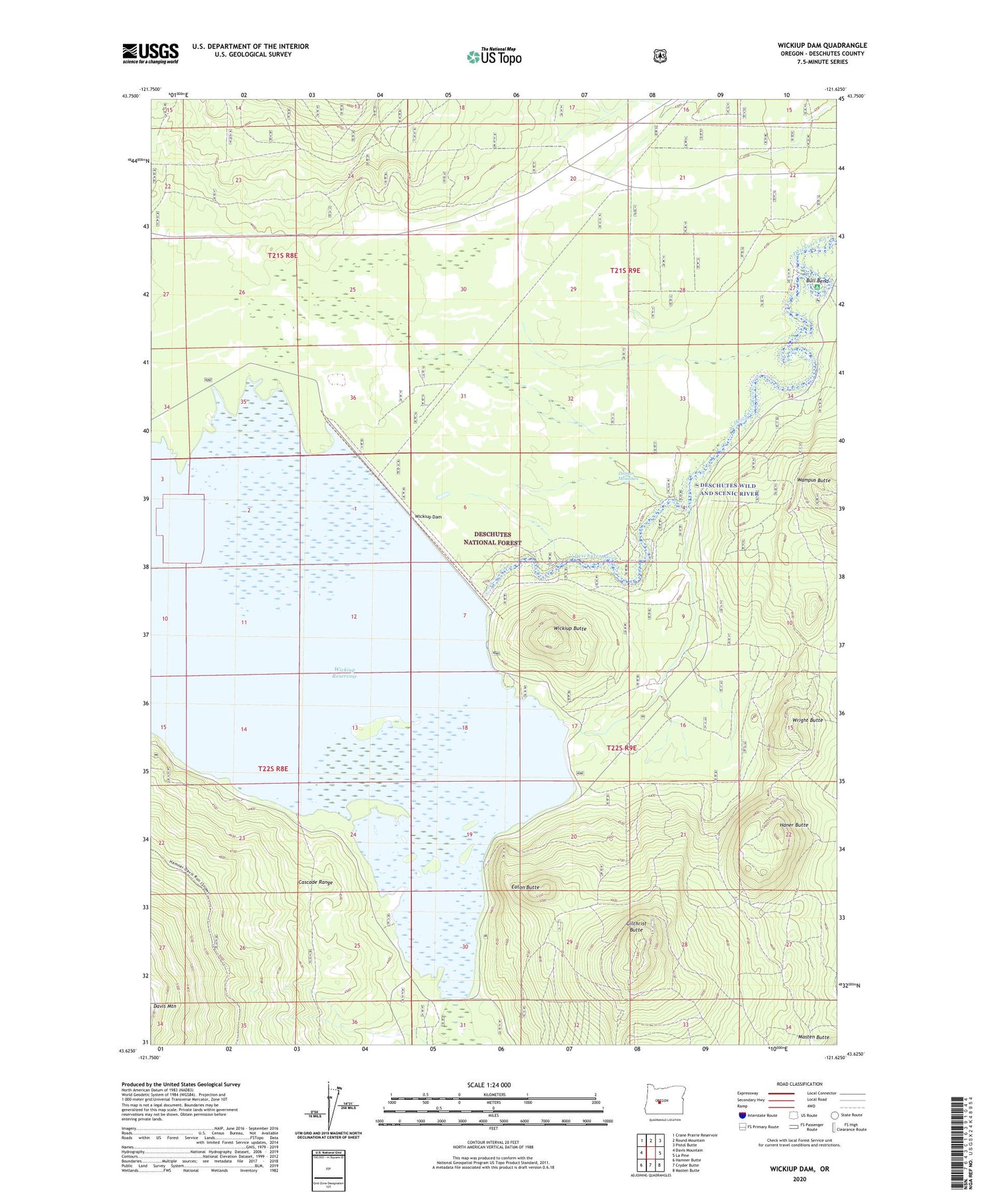 Wickiup Dam Oregon US Topo Map Image