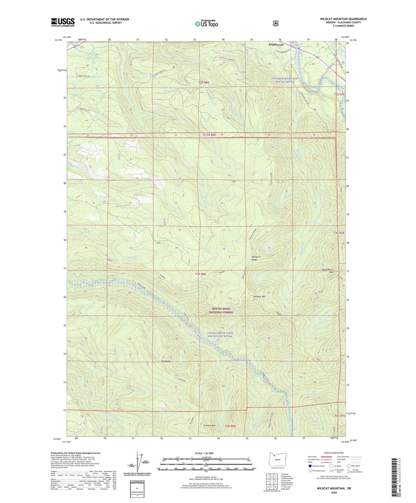 Wildcat Mountain Oregon US Topo Map Image