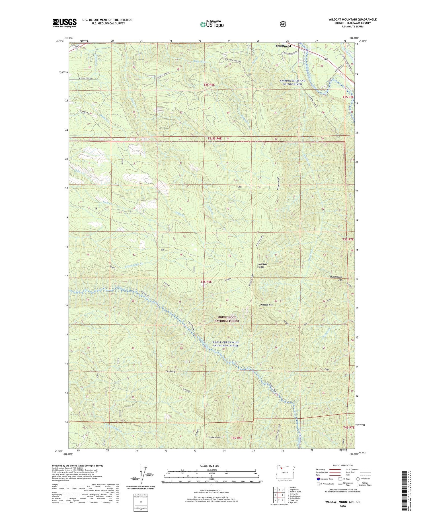 Wildcat Mountain Oregon US Topo Map Image