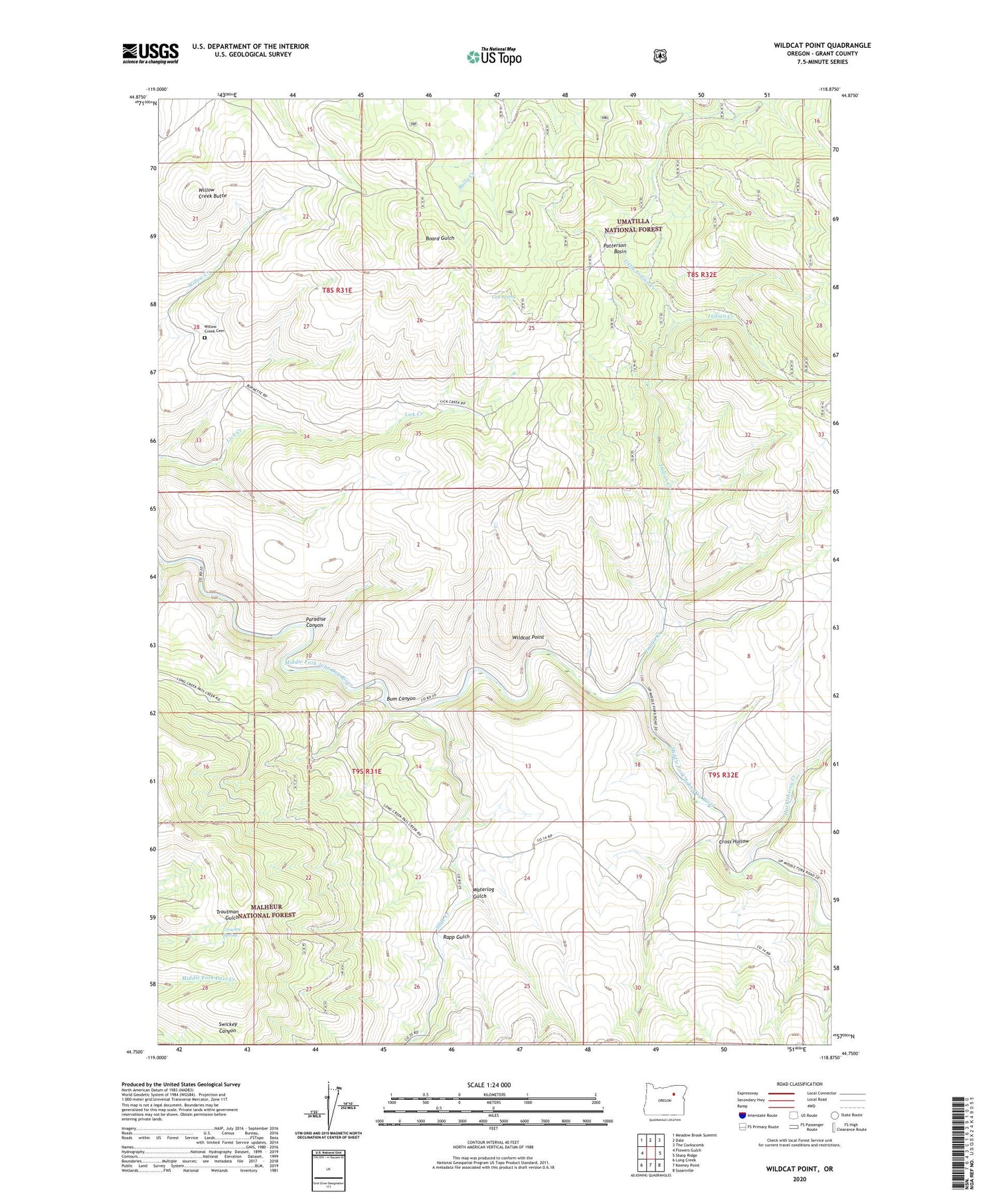 Wildcat Point Oregon US Topo Map Image