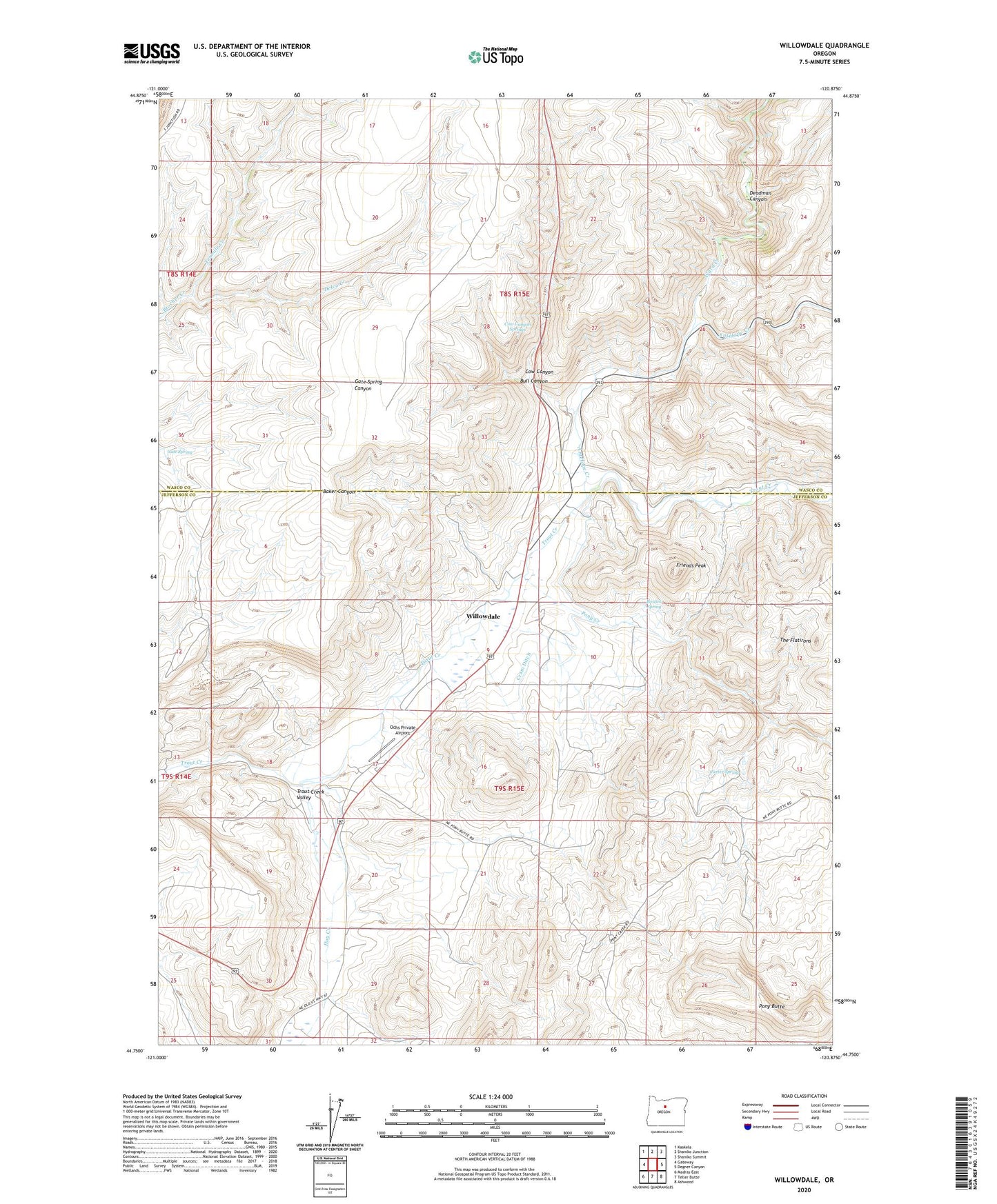 Willowdale Oregon US Topo Map Image