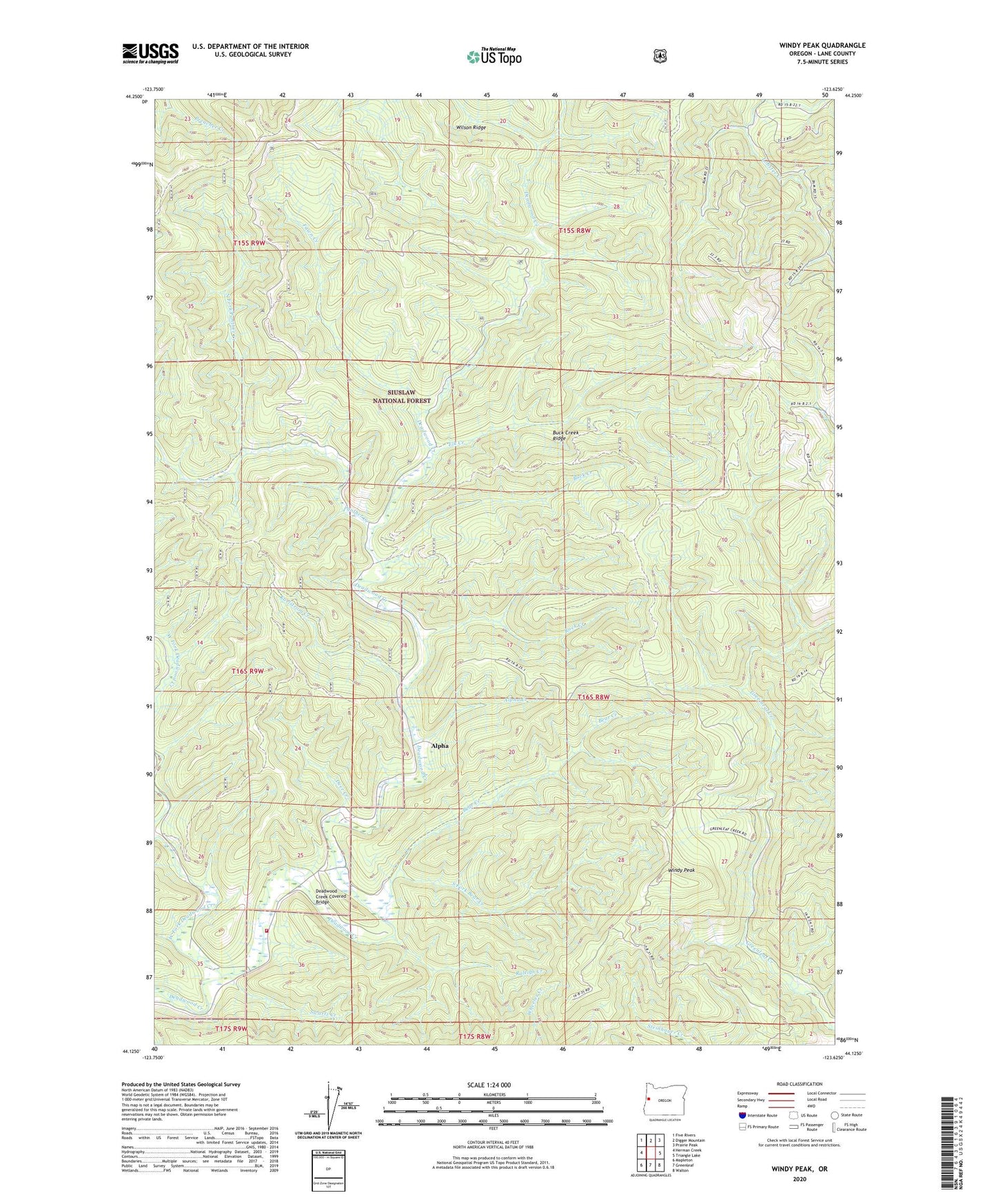 Windy Peak Oregon US Topo Map Image