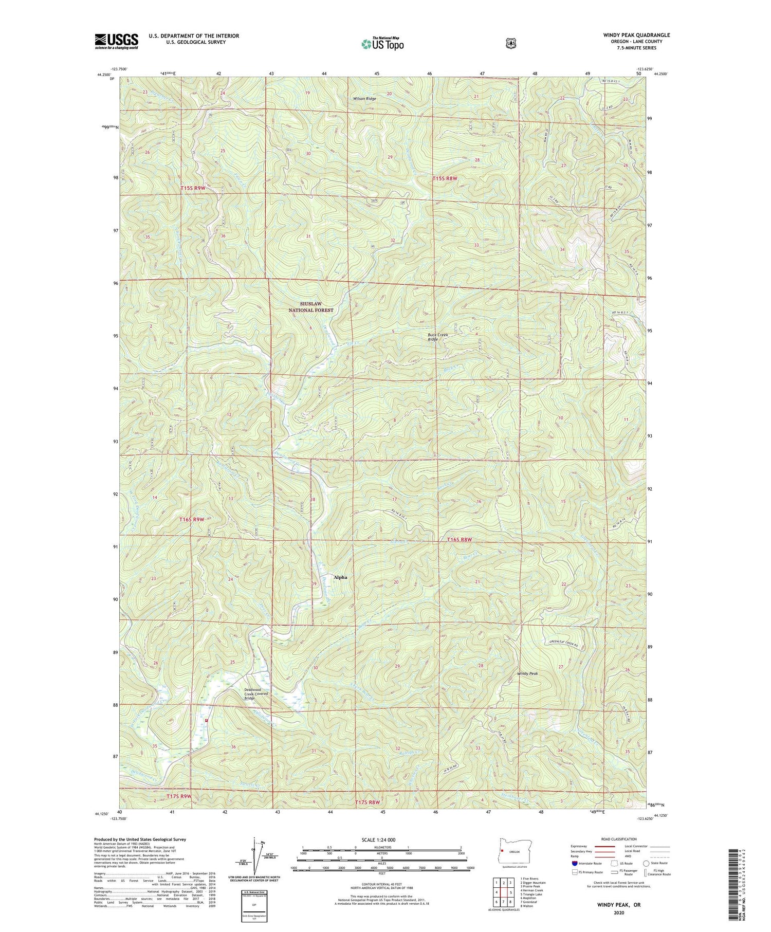 Windy Peak Oregon US Topo Map Image