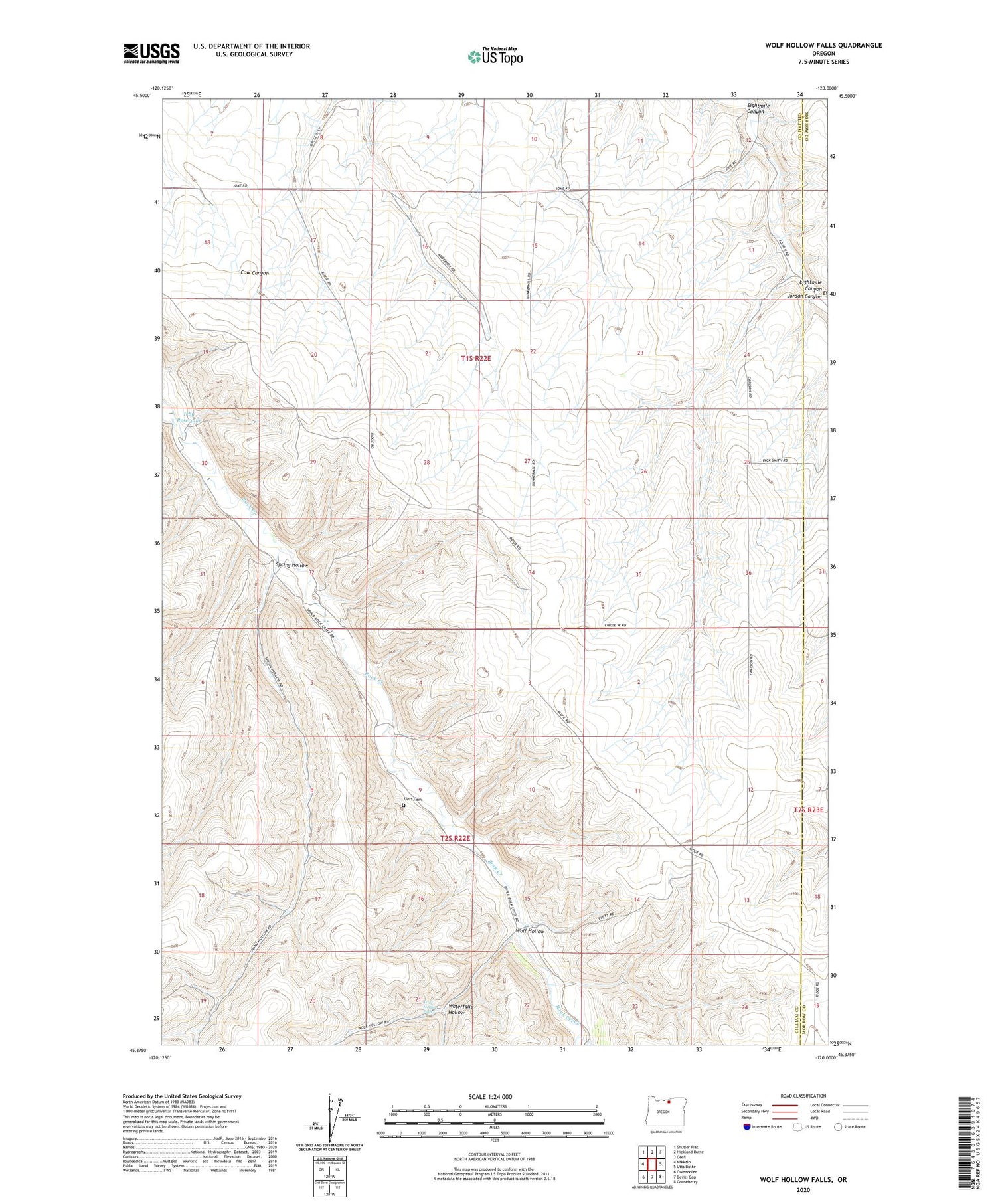 Wolf Hollow Falls Oregon US Topo Map Image