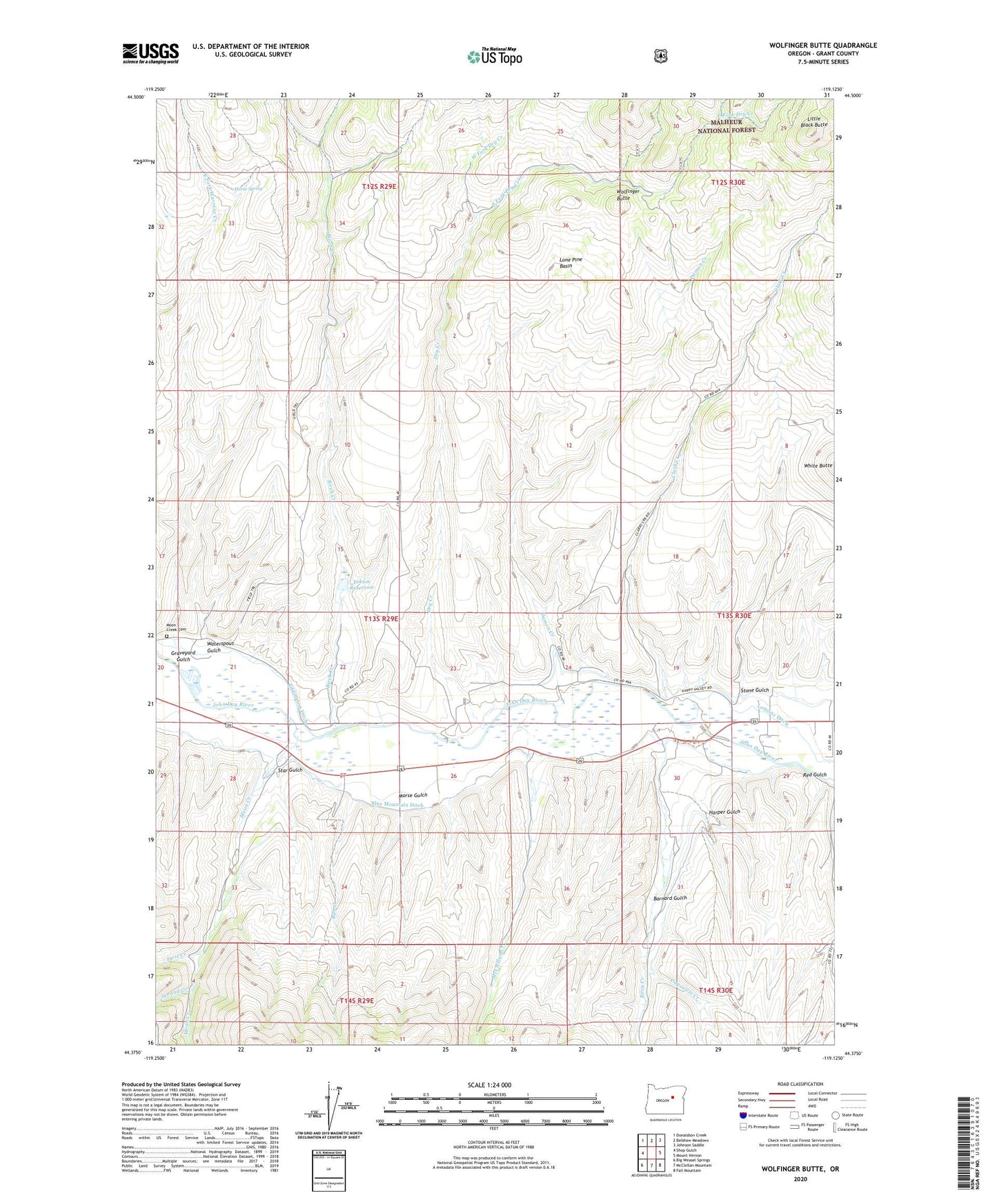 Wolfinger Butte Oregon US Topo Map Image