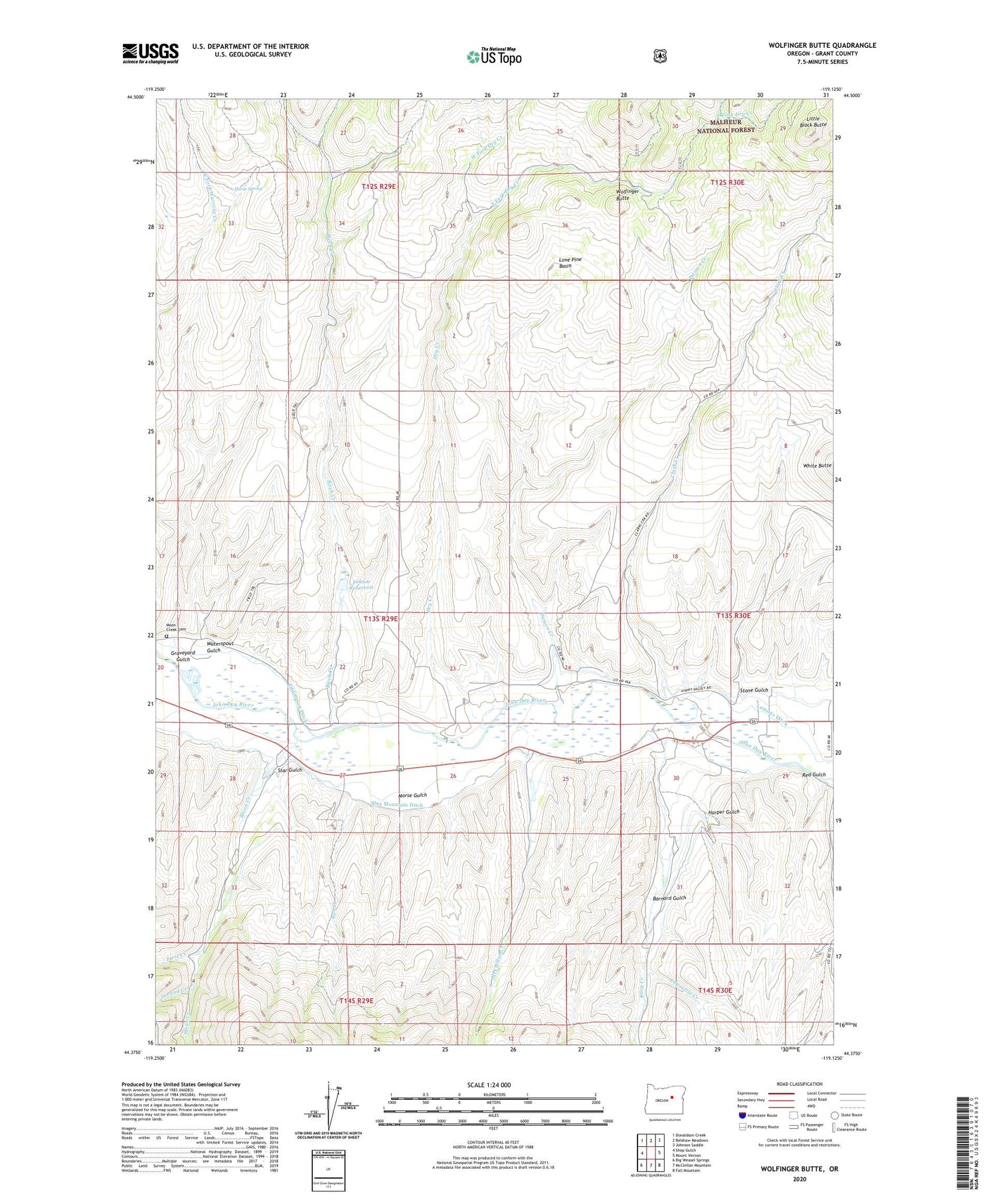 Wolfinger Butte Oregon US Topo Map Image
