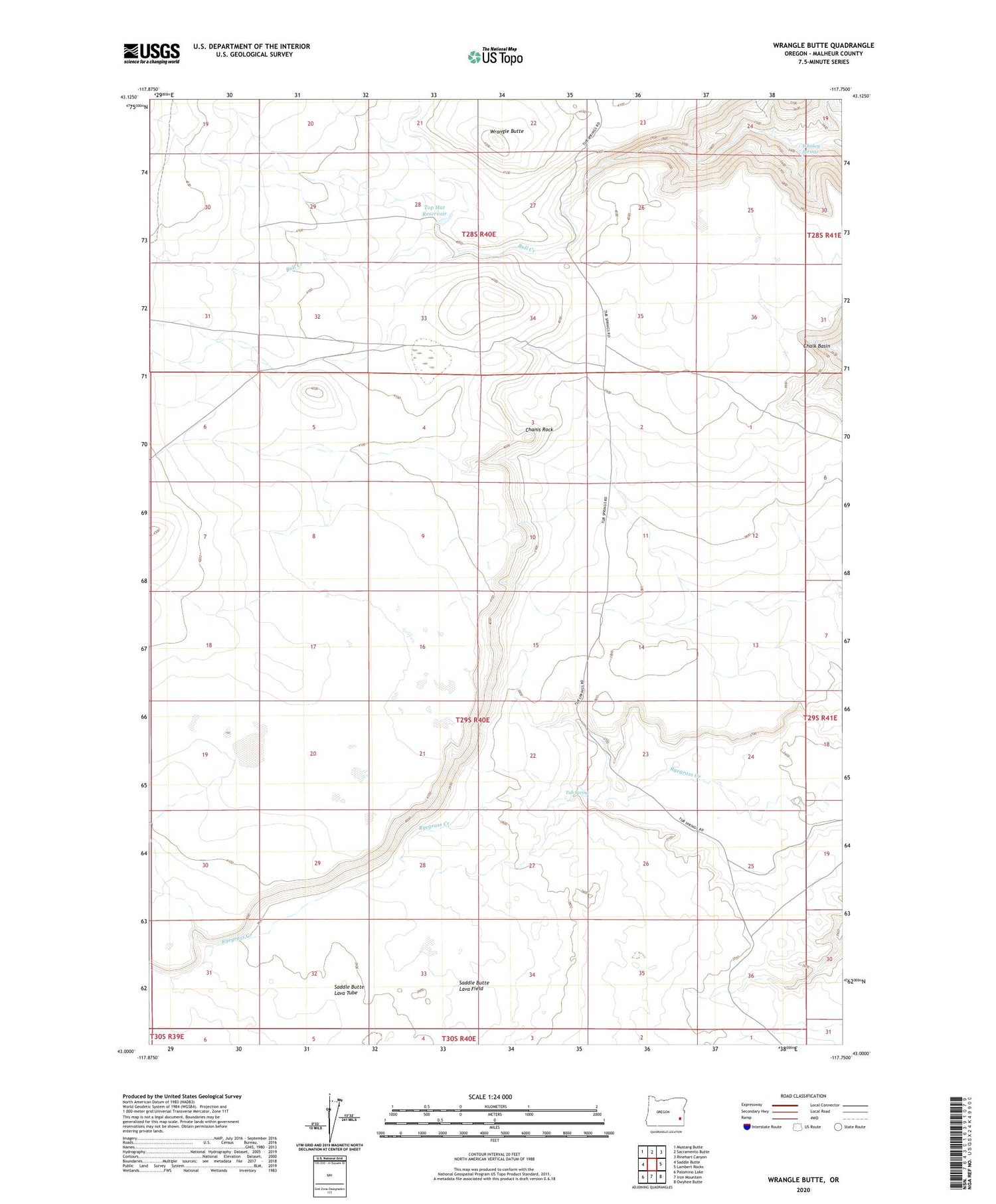 Wrangle Butte Oregon US Topo Map Image