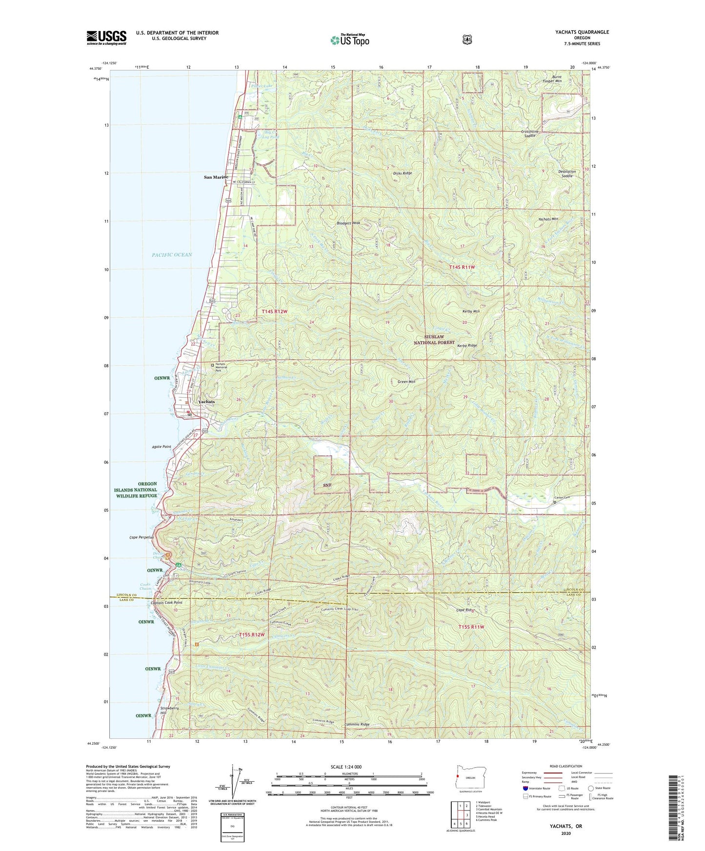 Yachats Oregon US Topo Map Image