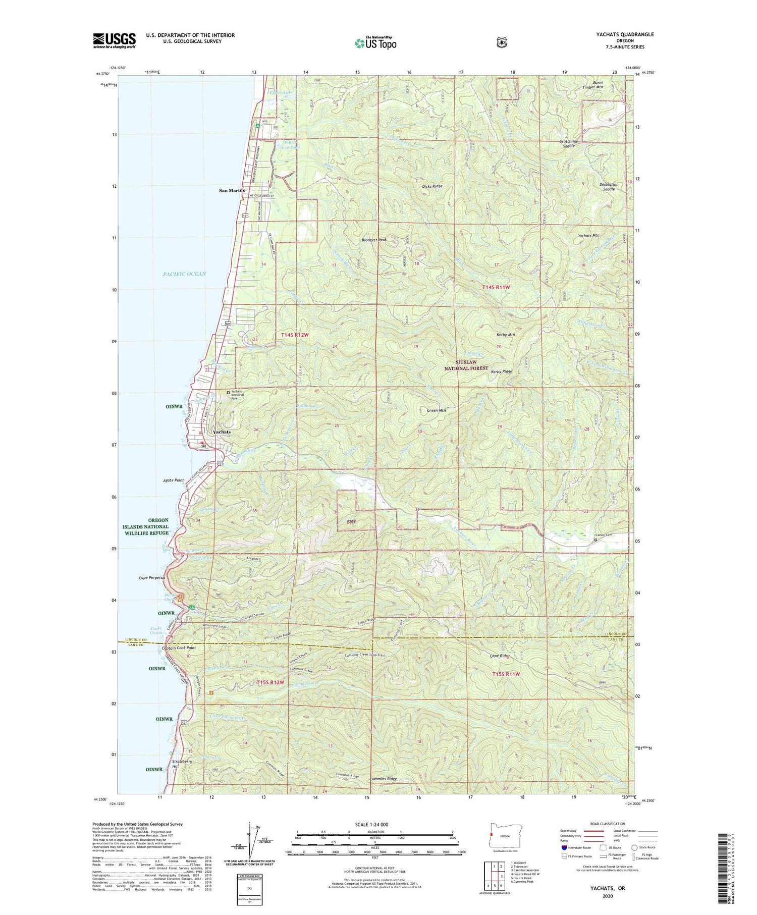 Yachats Oregon US Topo Map Image