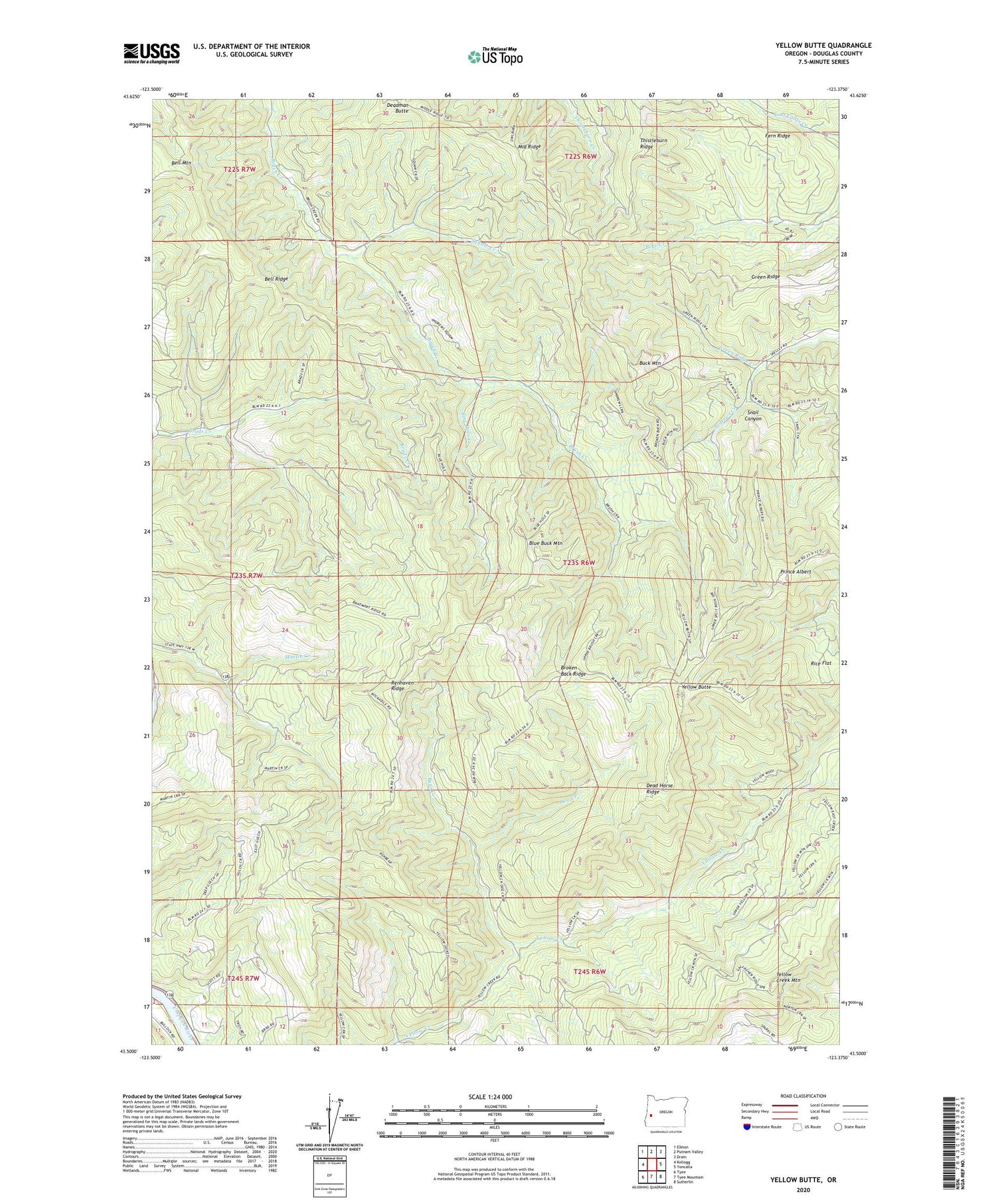 Yellow Butte Oregon US Topo Map Image