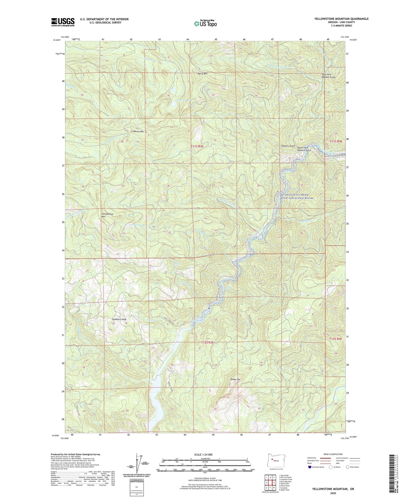 Yellowstone Mountain Oregon US Topo Map Image