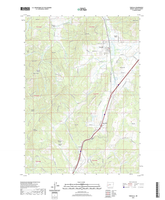 Yoncalla Oregon US Topo Map Image