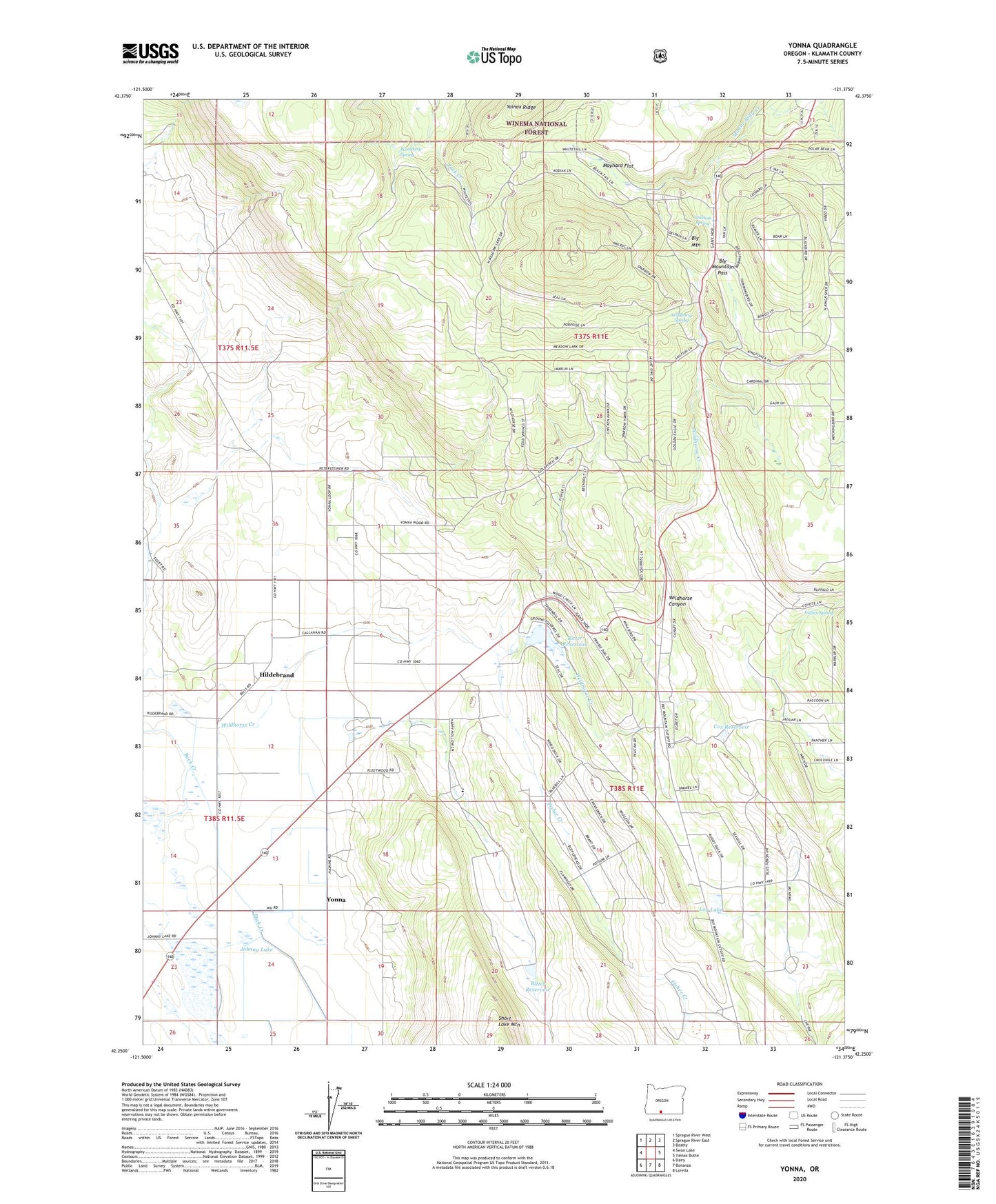 Yonna Oregon US Topo Map Image