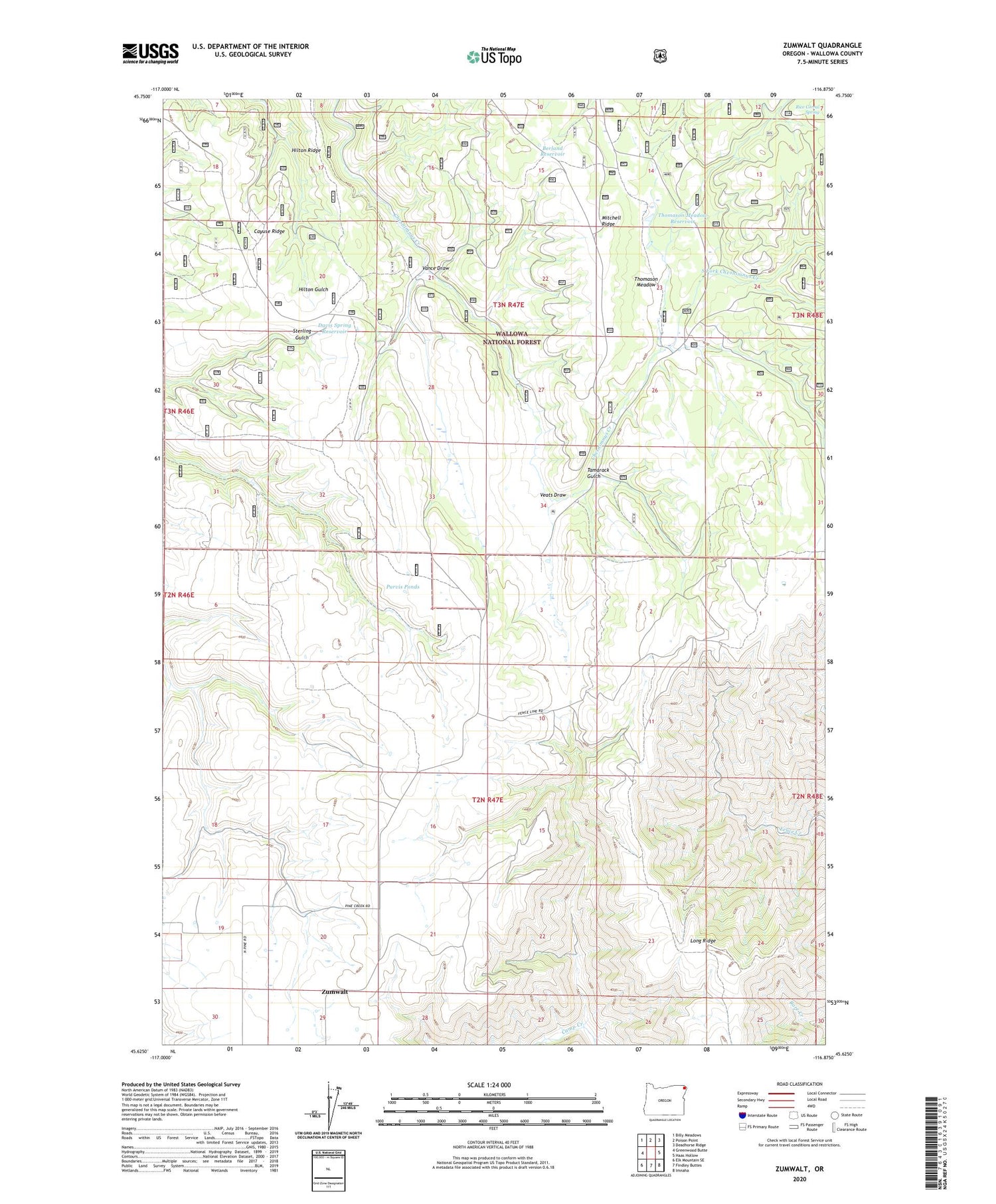 Zumwalt Oregon US Topo Map Image