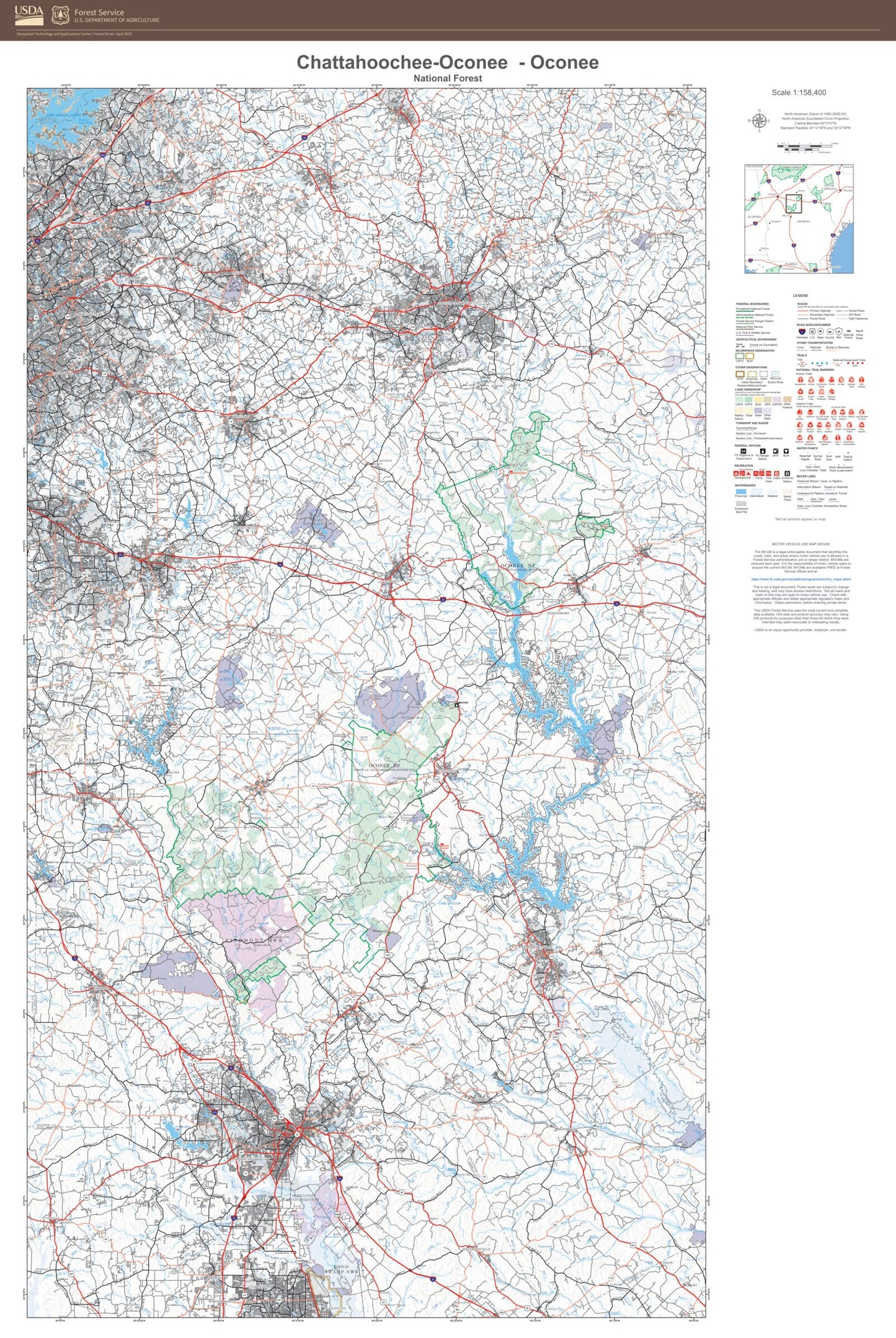 Oconee National Forest Map
