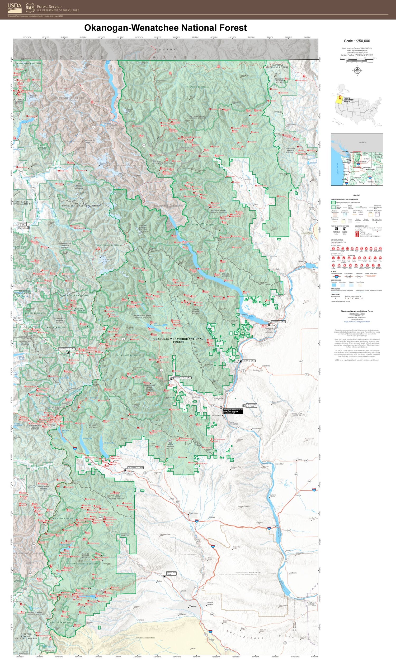 Okanogan-Wenatchee National Forest Map