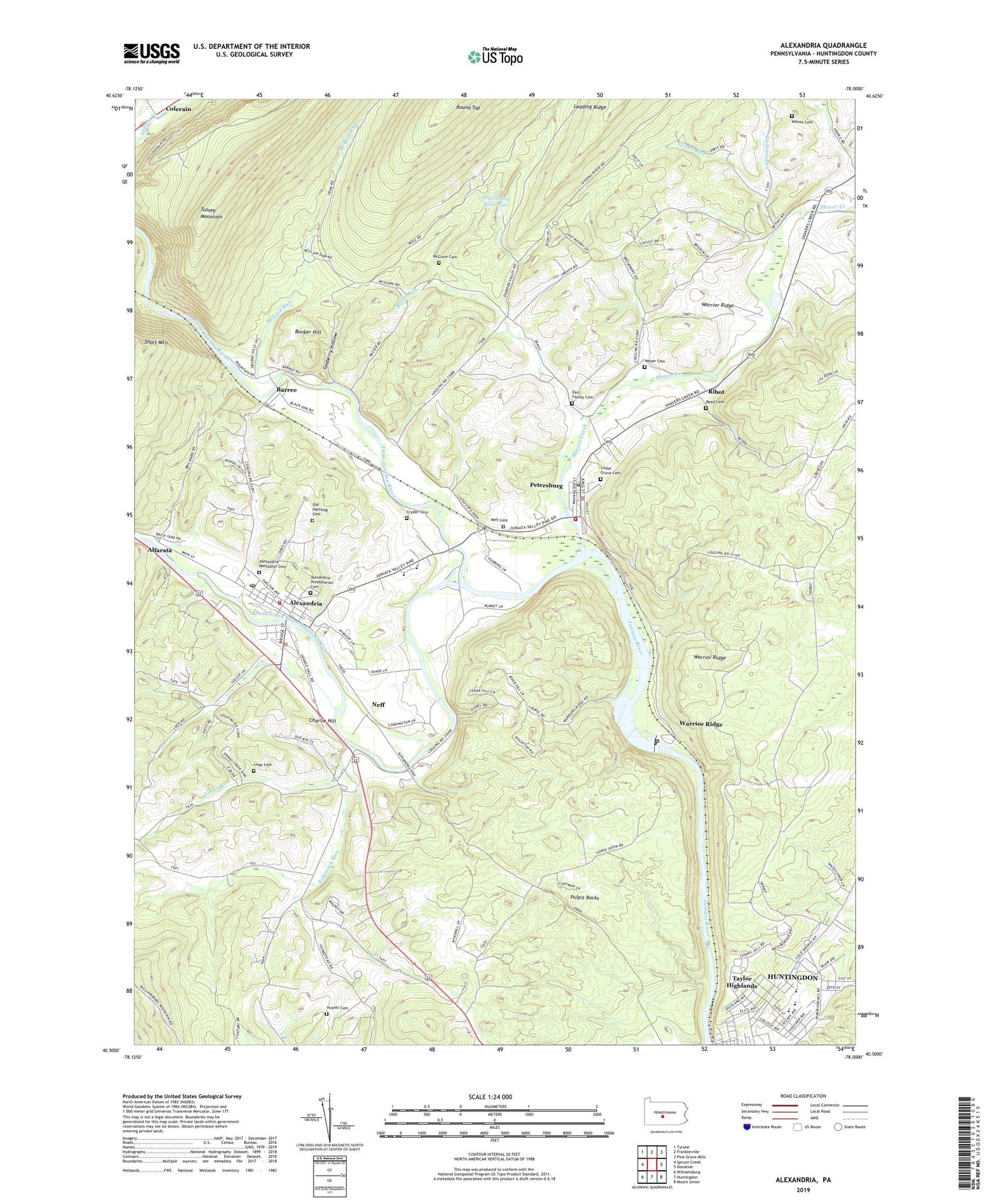 Alexandria Pennsylvania US Topo Map Image