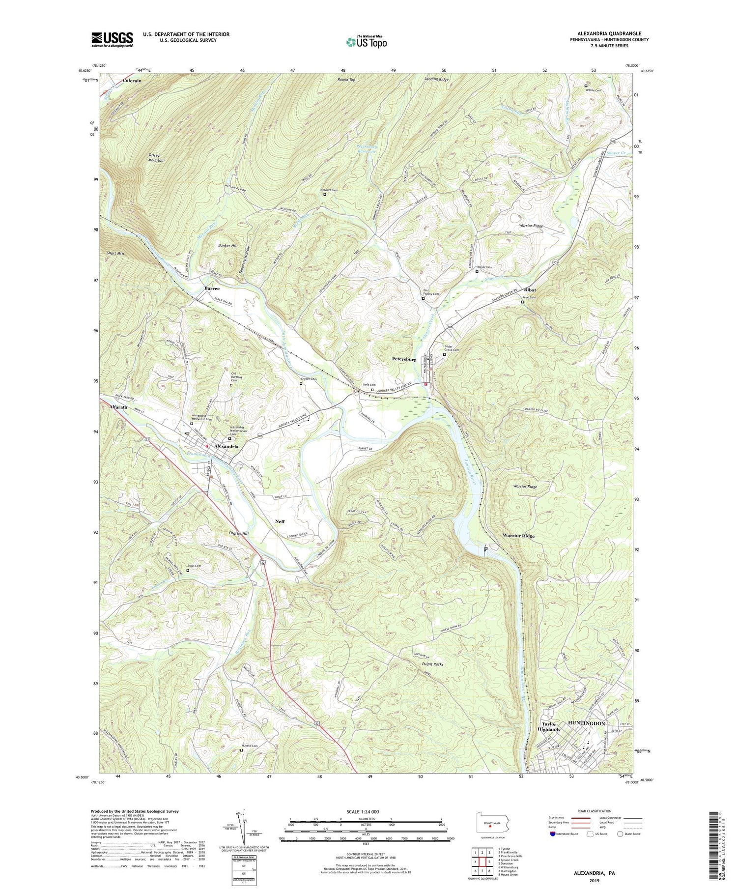 Alexandria Pennsylvania US Topo Map Image