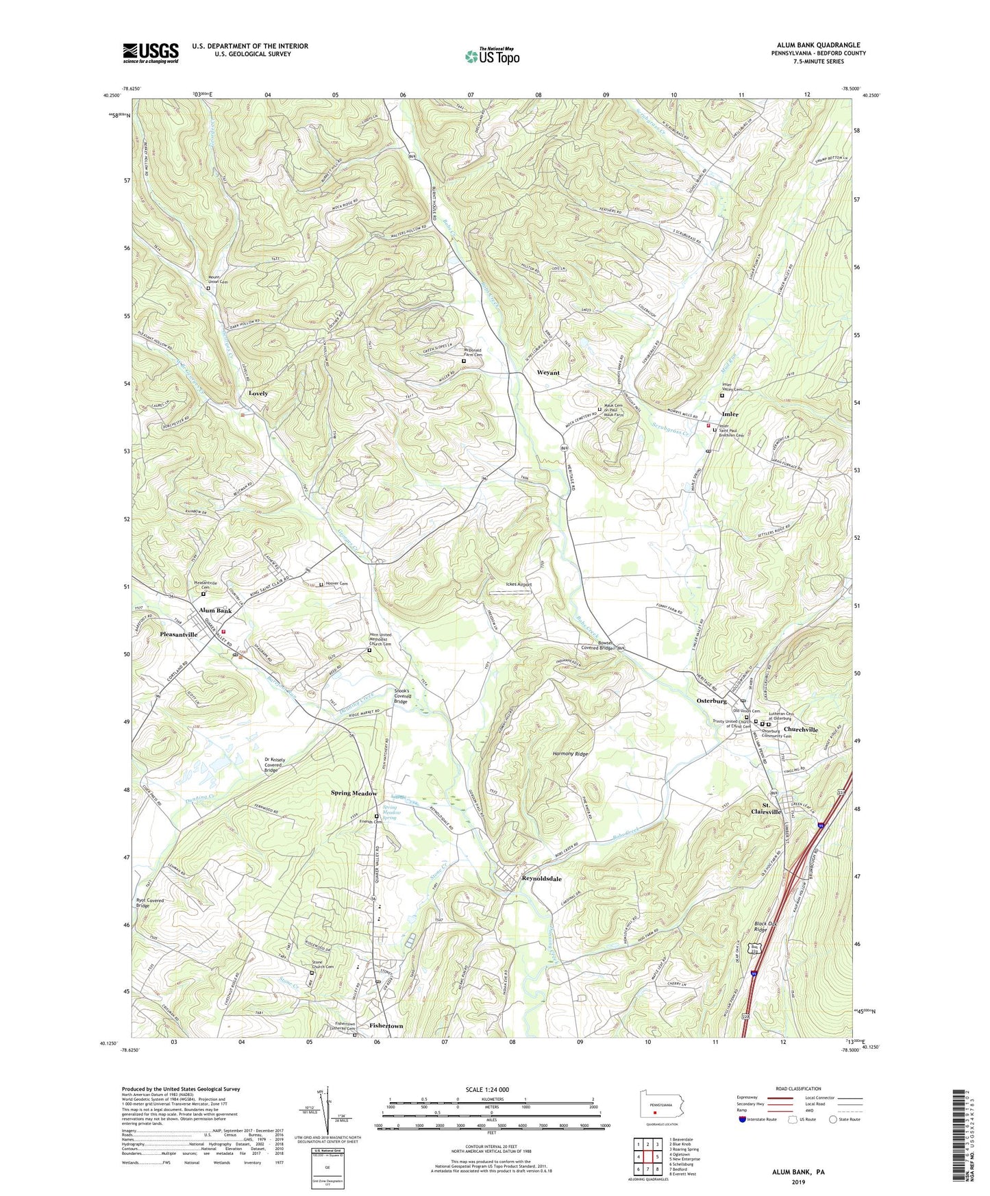Alum Bank Pennsylvania US Topo Map Image