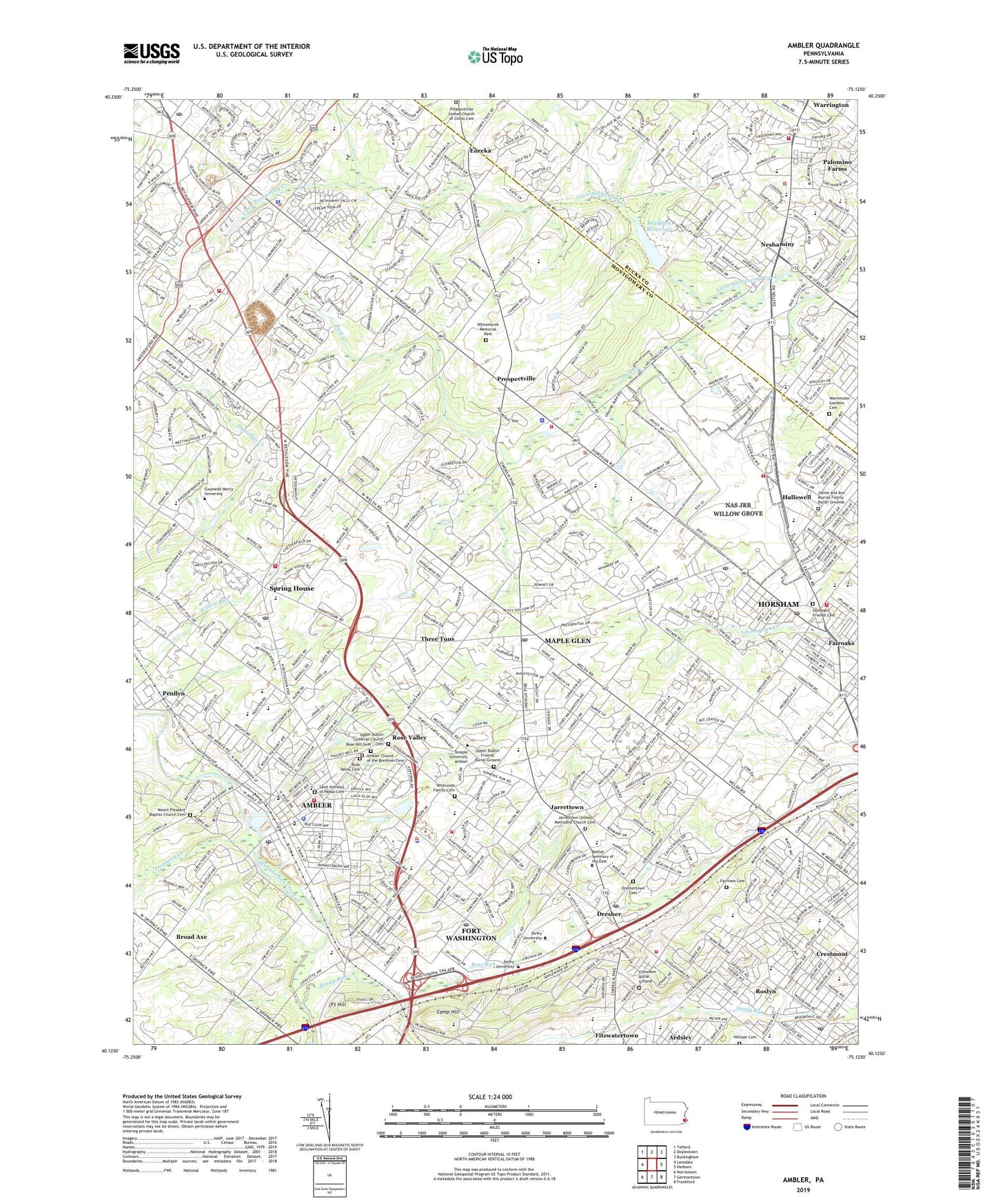 Ambler Pennsylvania US Topo Map Image